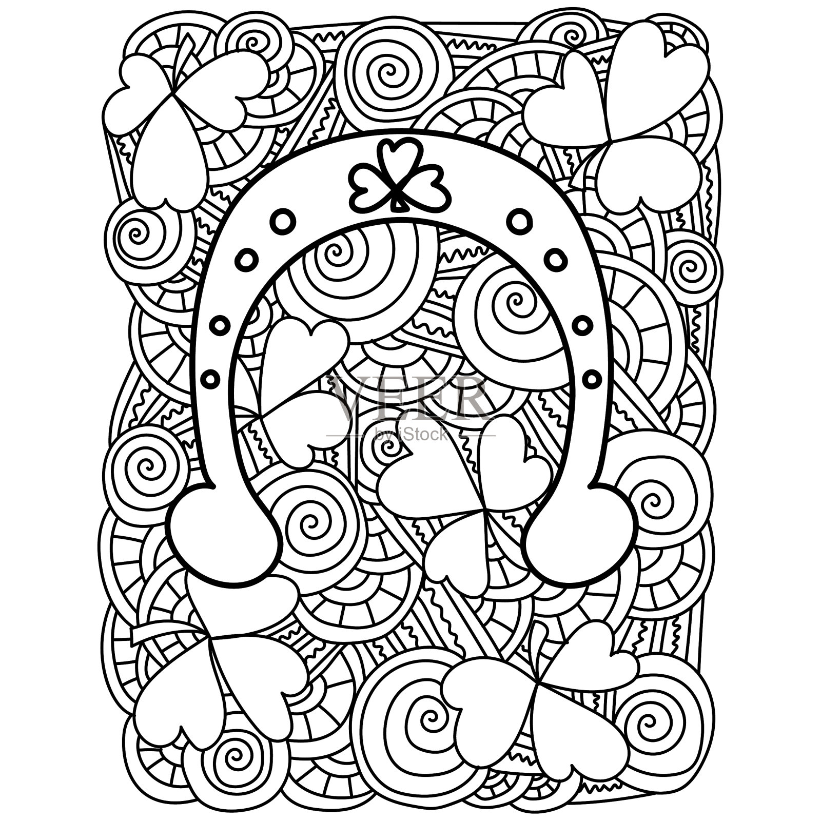 圣帕特里克的马蹄涂色页设计元素图片