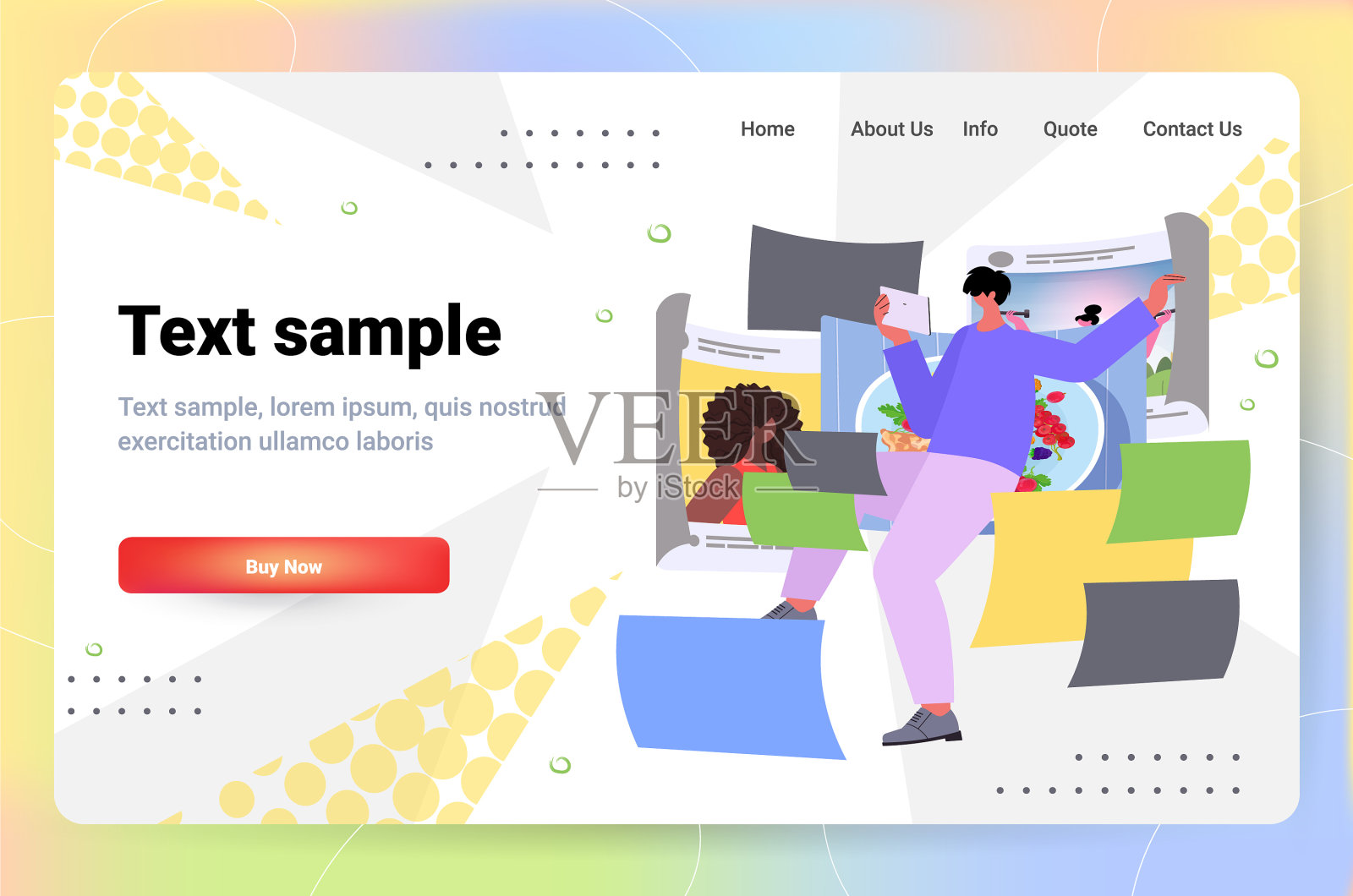 在社交网络上分享照片的博主插画图片素材