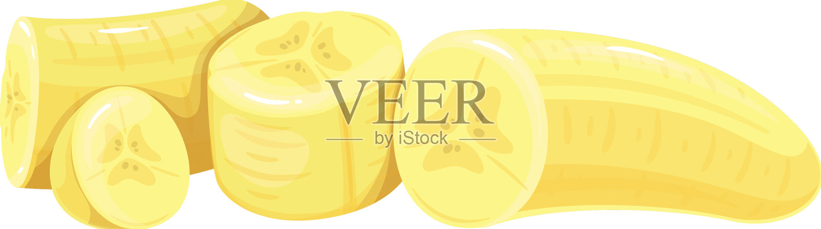 剥皮切碎的香蕉片设计元素图片