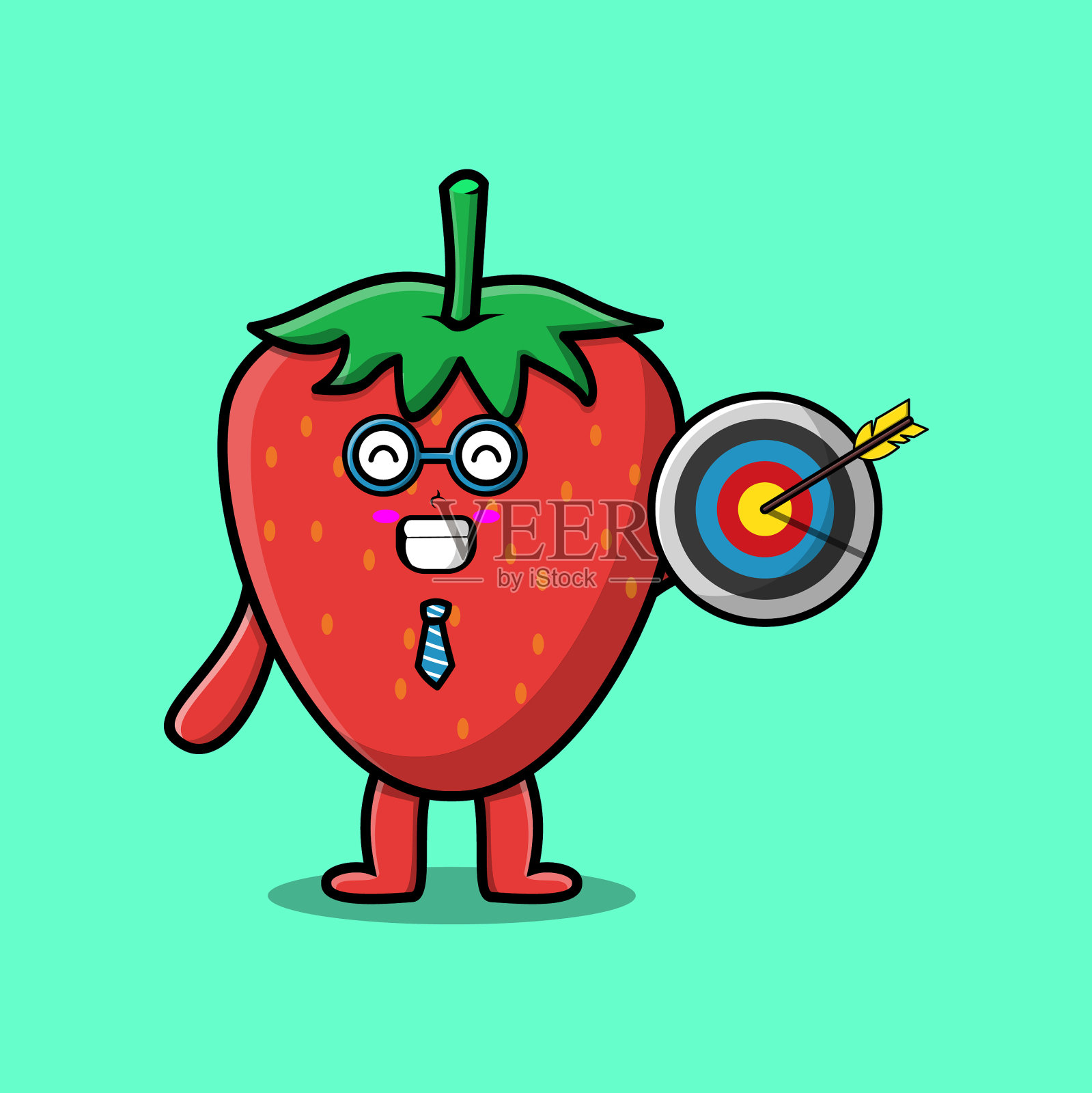 可爱的卡通草莓商人持有目标插画图片素材