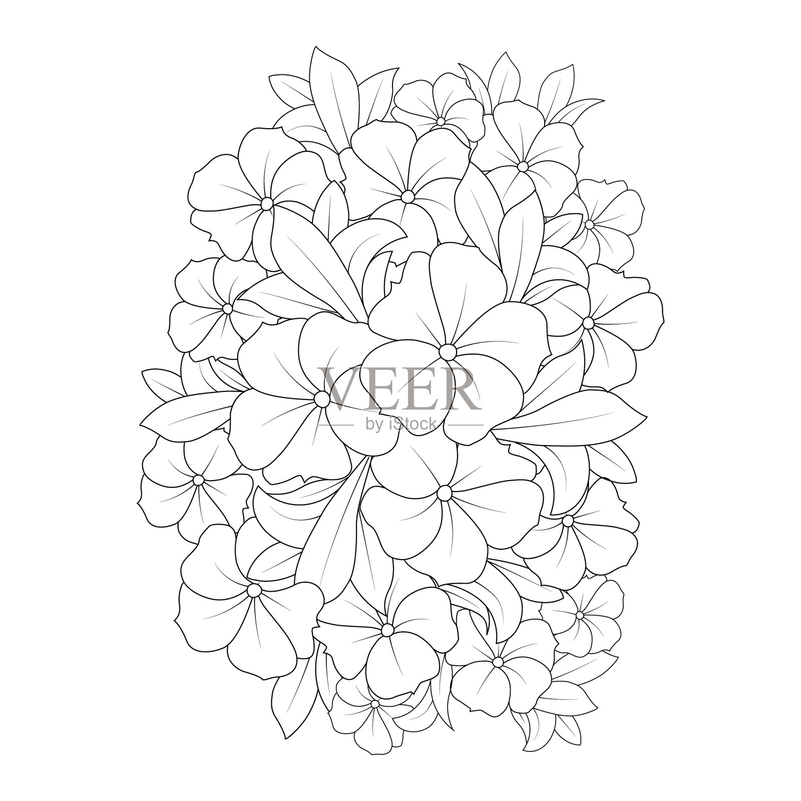 放松涂鸦涂色页花用插画图片素材