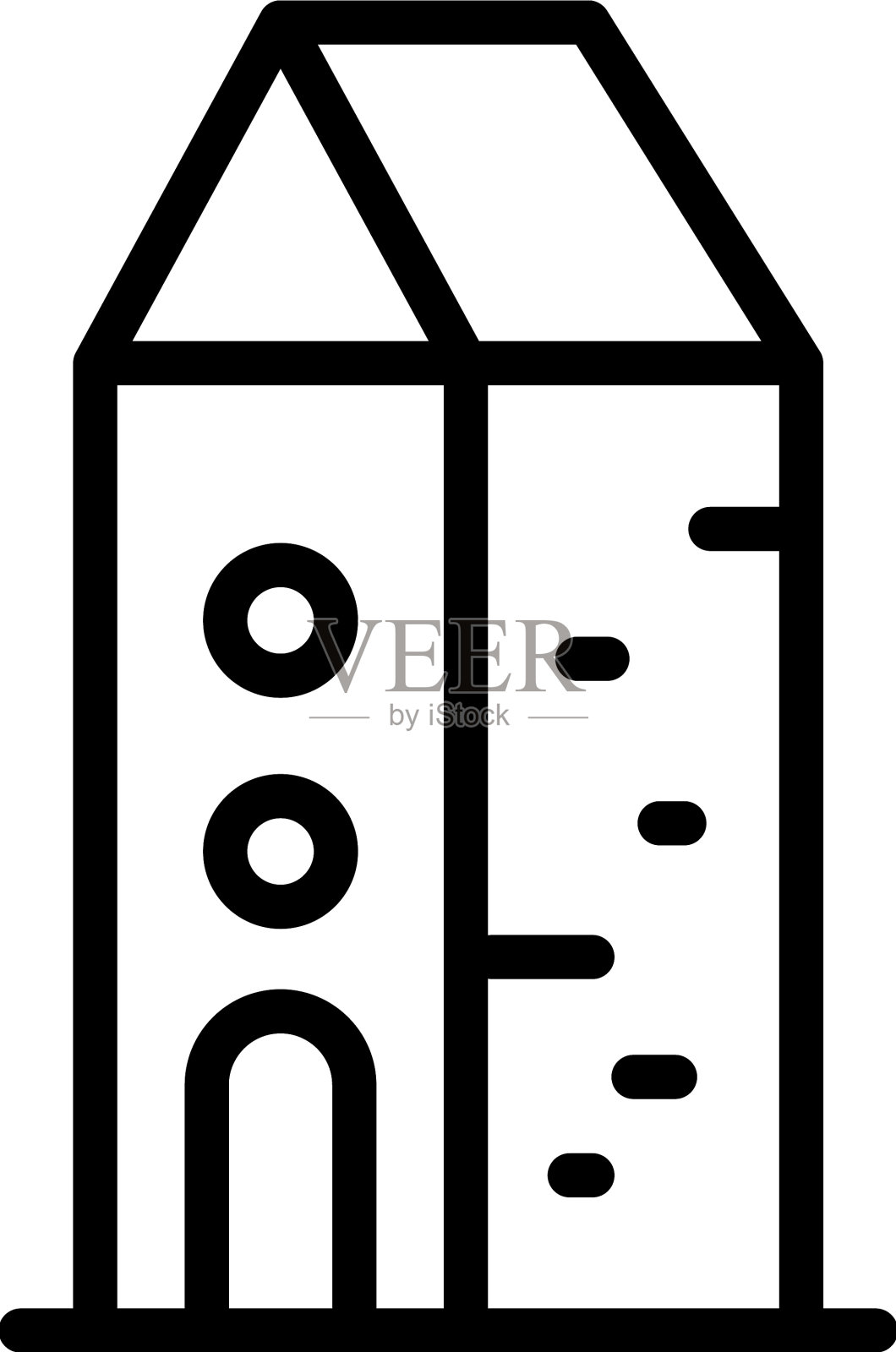 黑山塔图标轮廓旗游览插画图片素材
