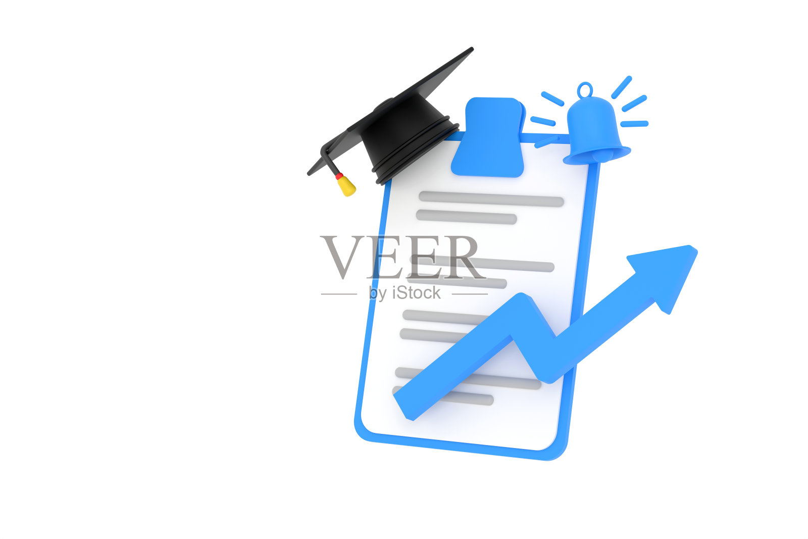 剪贴板和铃铛的成功教育理念照片摄影图片