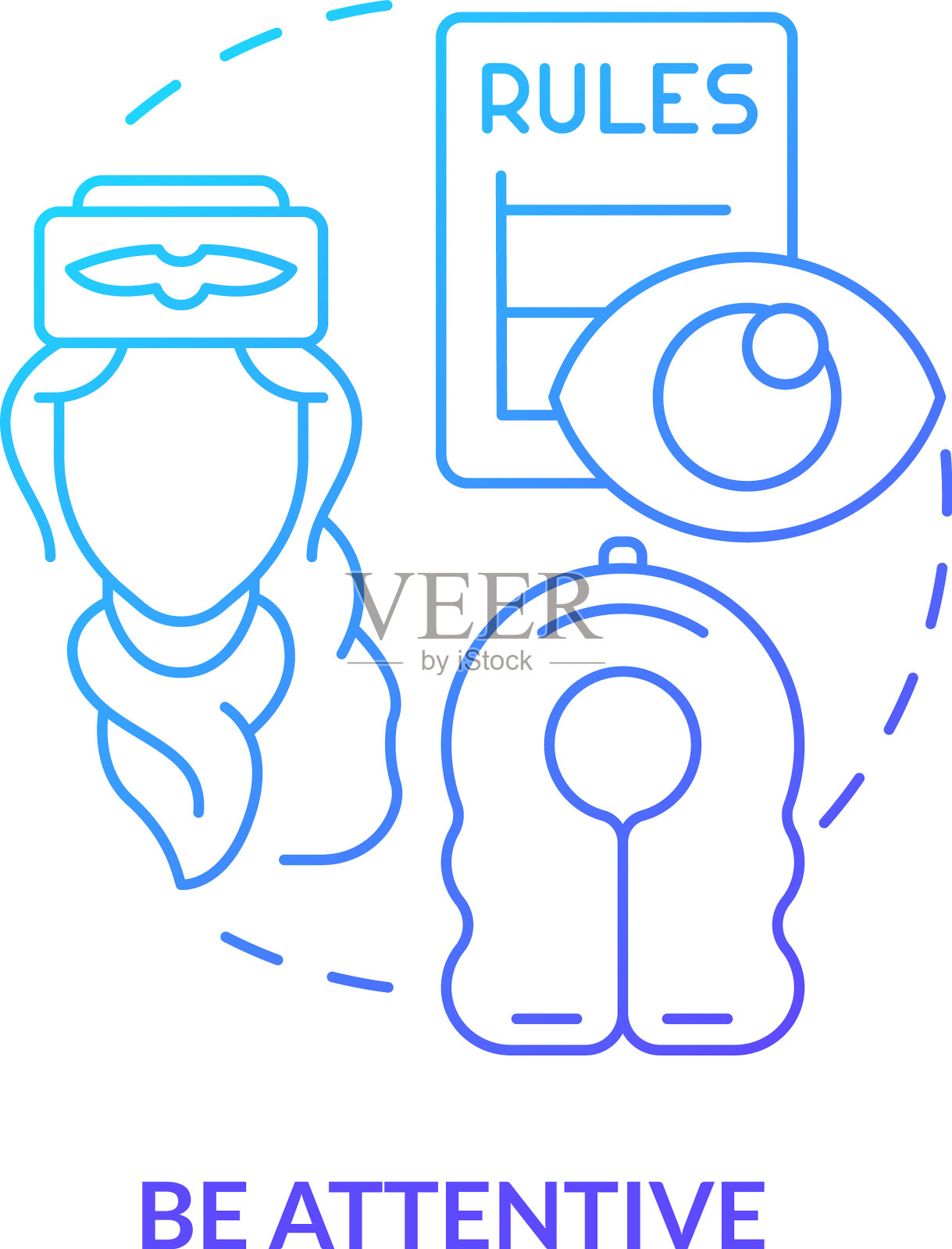 注意蓝色渐变概念图标插画图片素材