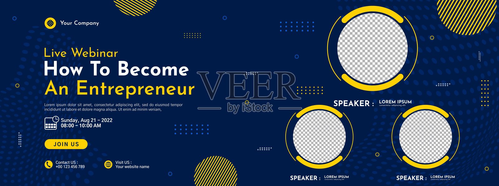 网络会议的商务会议横幅模板设计插画图片素材