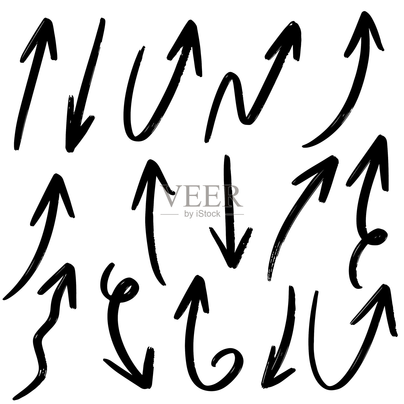 一套手绘箭头涂鸦在白色设计元素图片