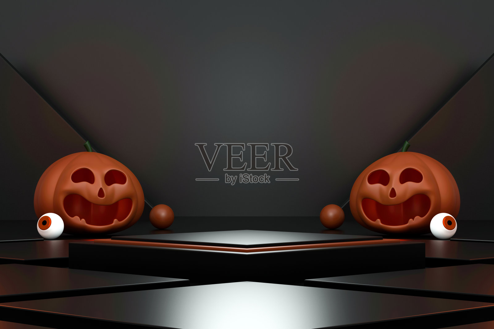 万圣节背景与产品展示平台。产品展示的几何平台。三维演示照片摄影图片