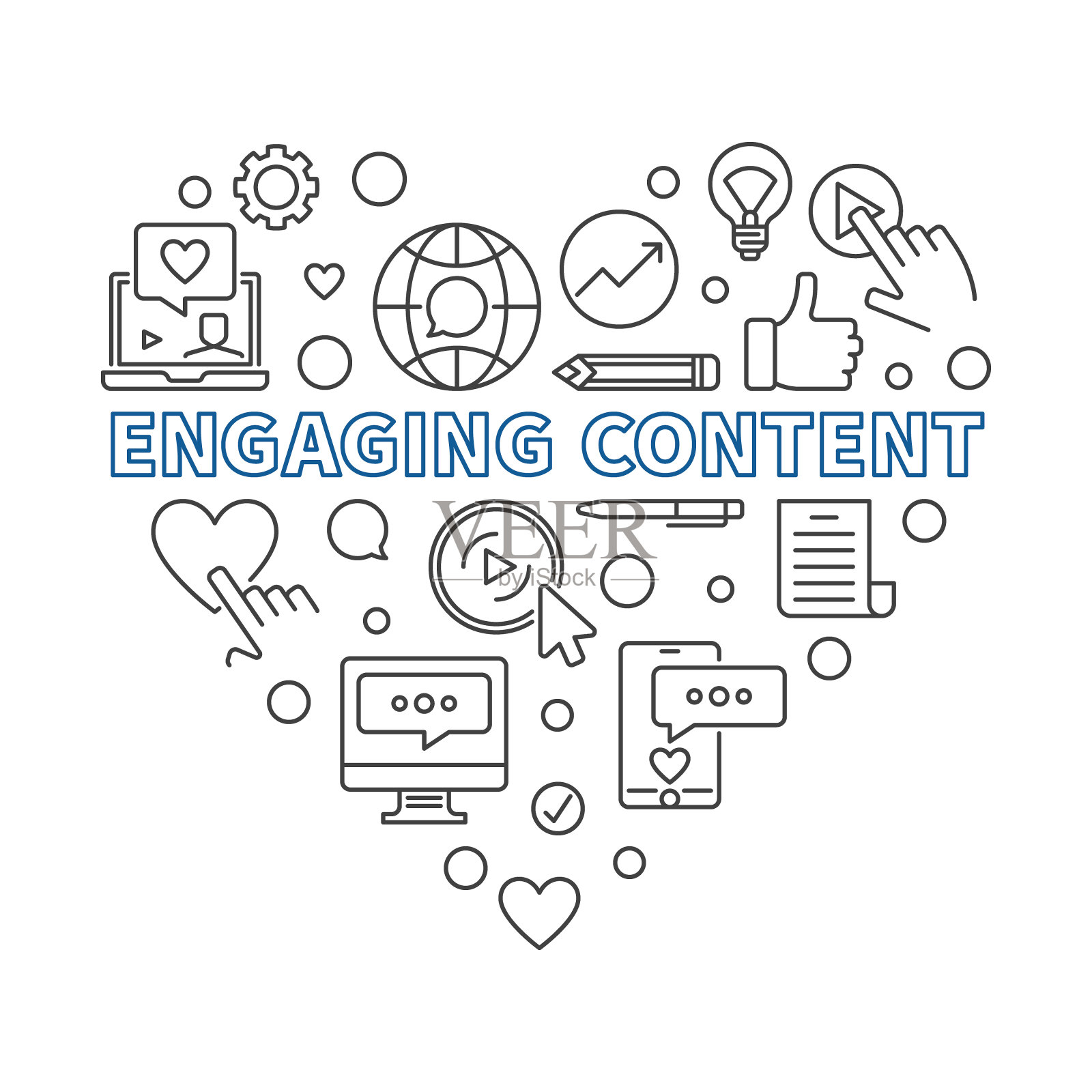 引人入胜的内容向量概念线性心形插图插画图片素材