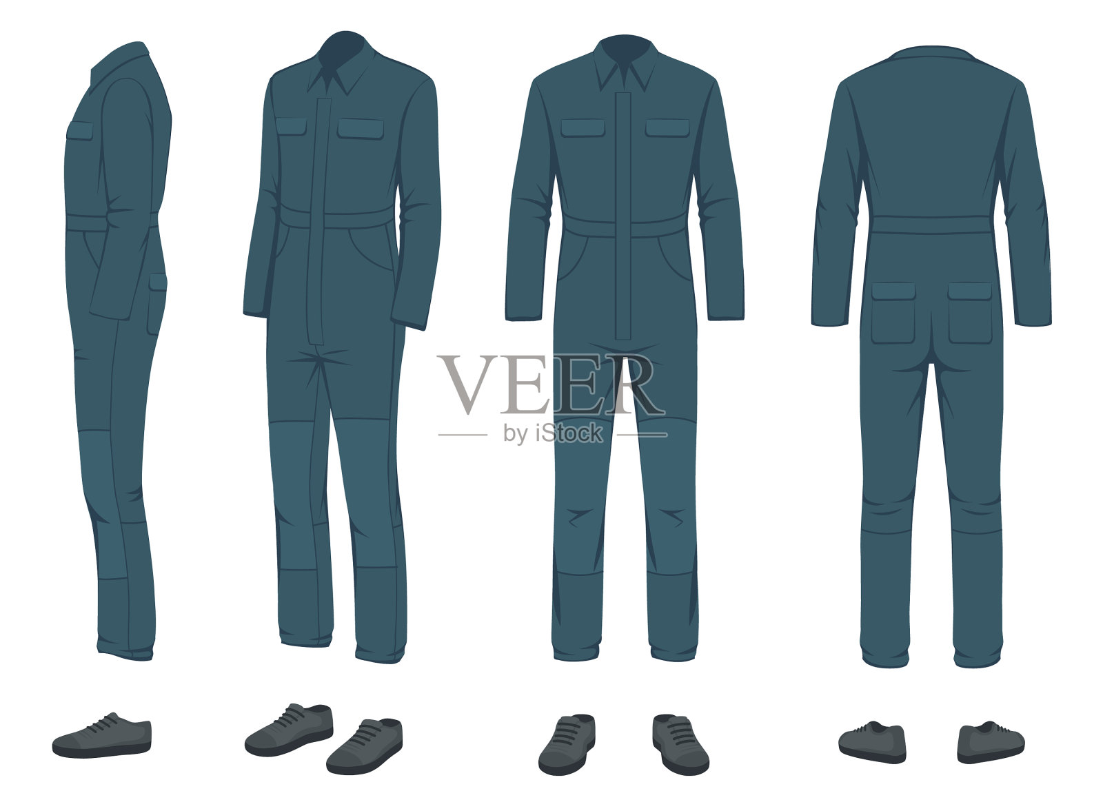 工人制服前视图模型上的白色插画图片素材