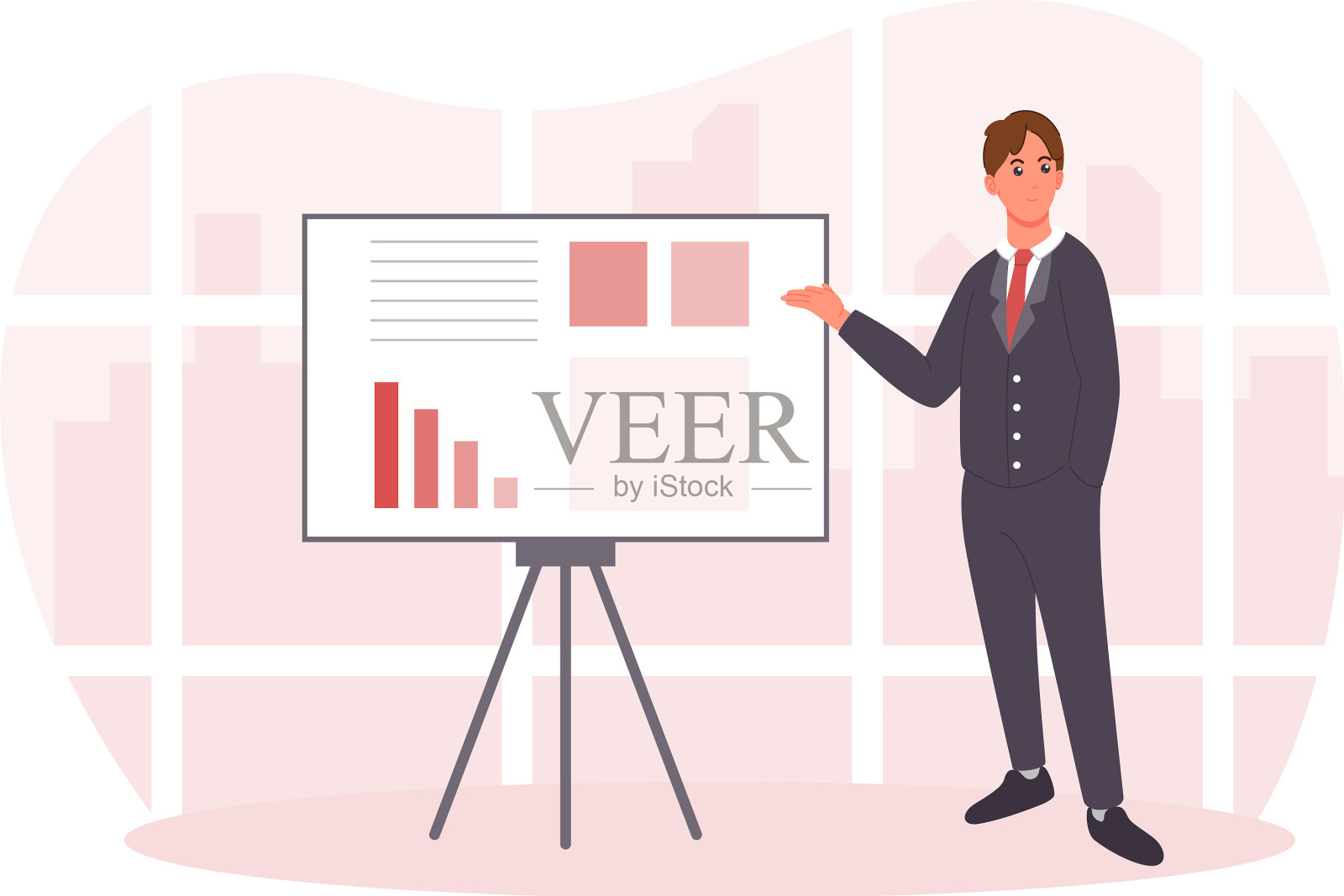 一位公司员工正在解释统计数据插画图片素材