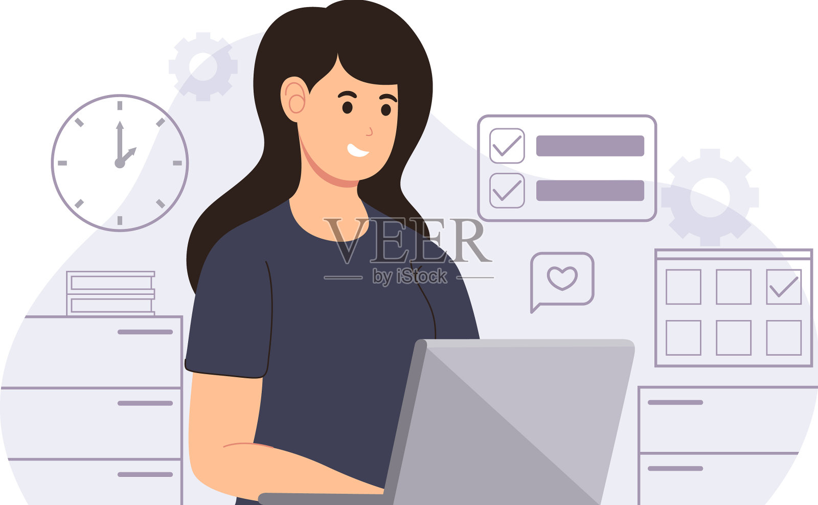 从事多任务工作的女性插画图片素材