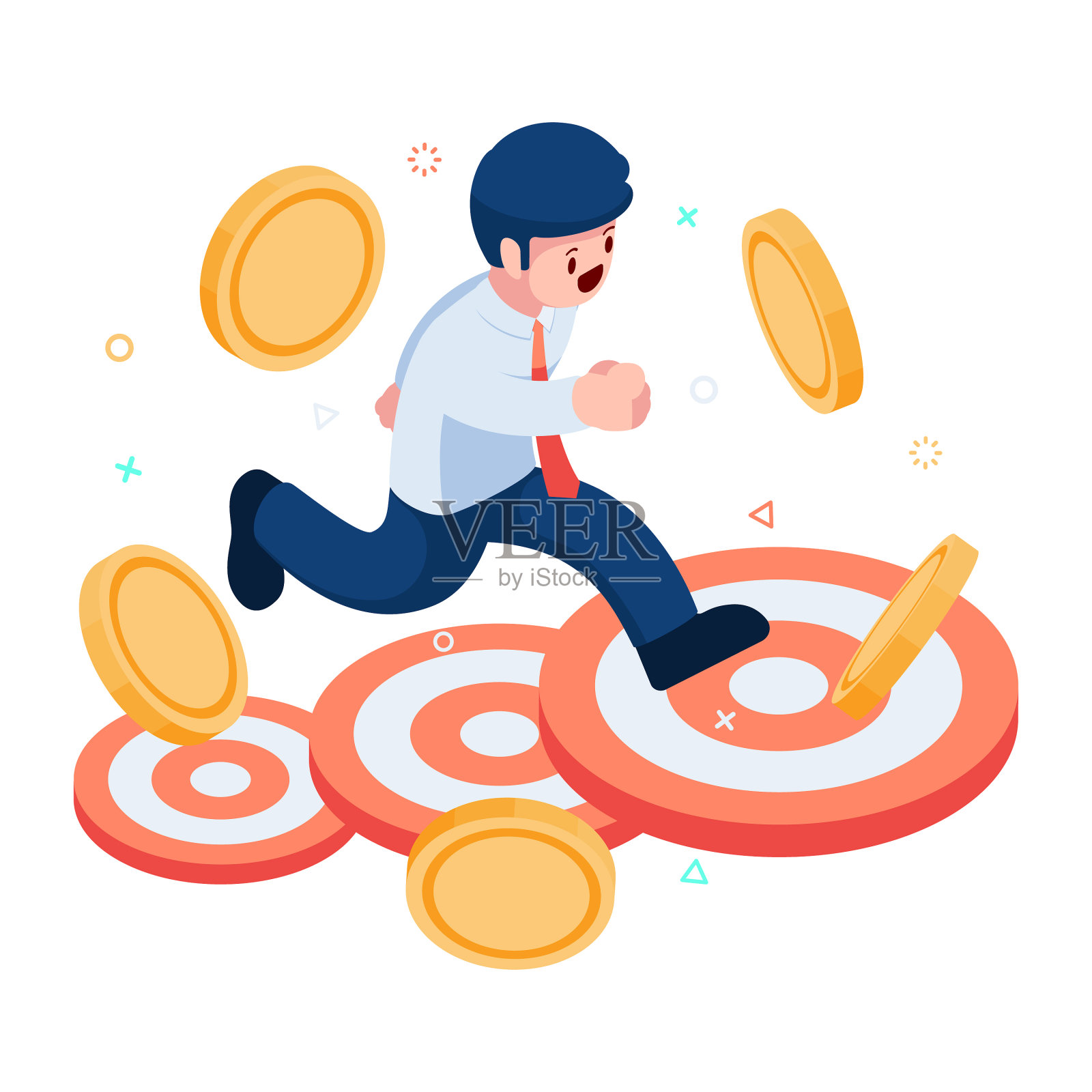 等距商人跳到更高的目标设计元素图片