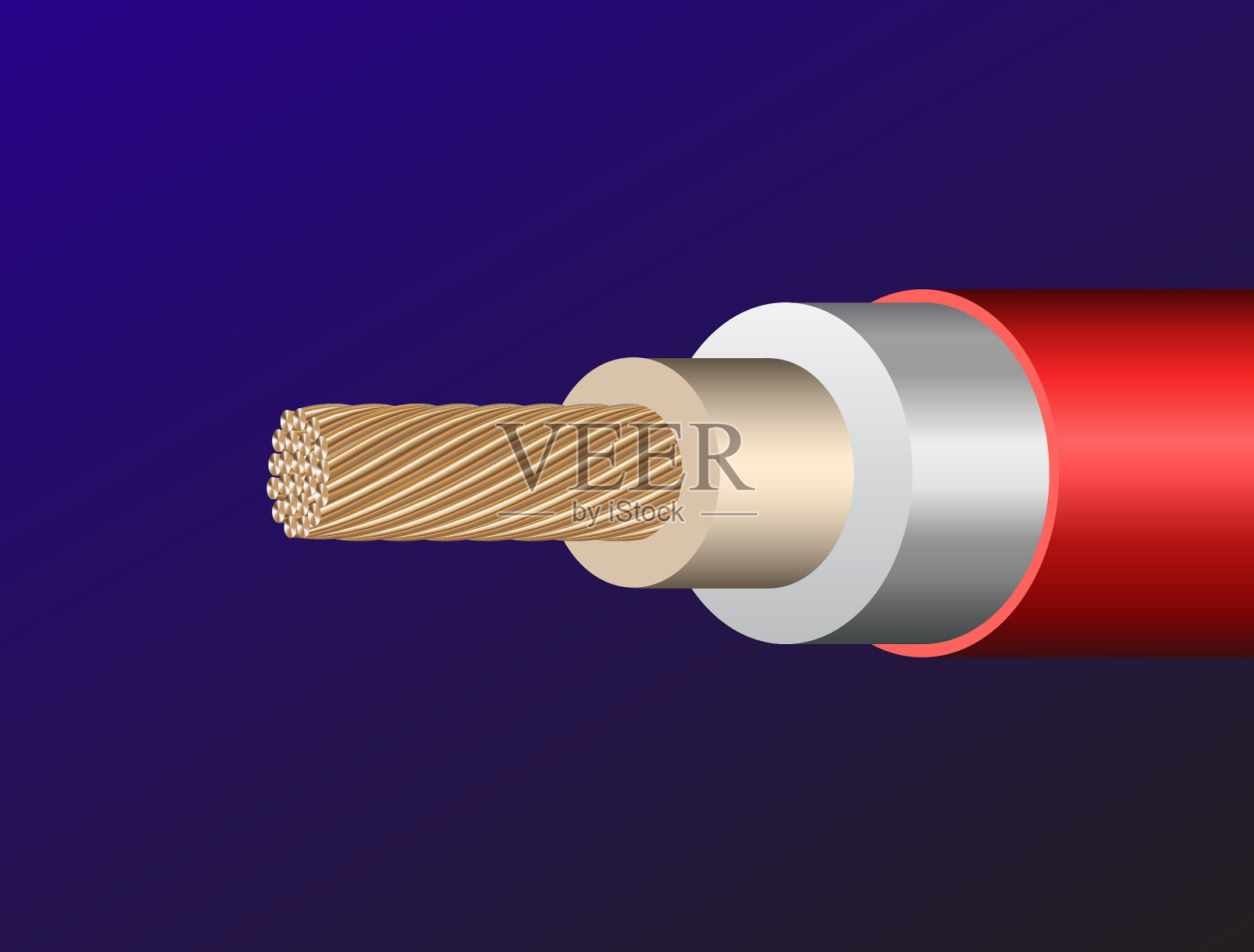 蓝色背景上的电线。插画图片素材