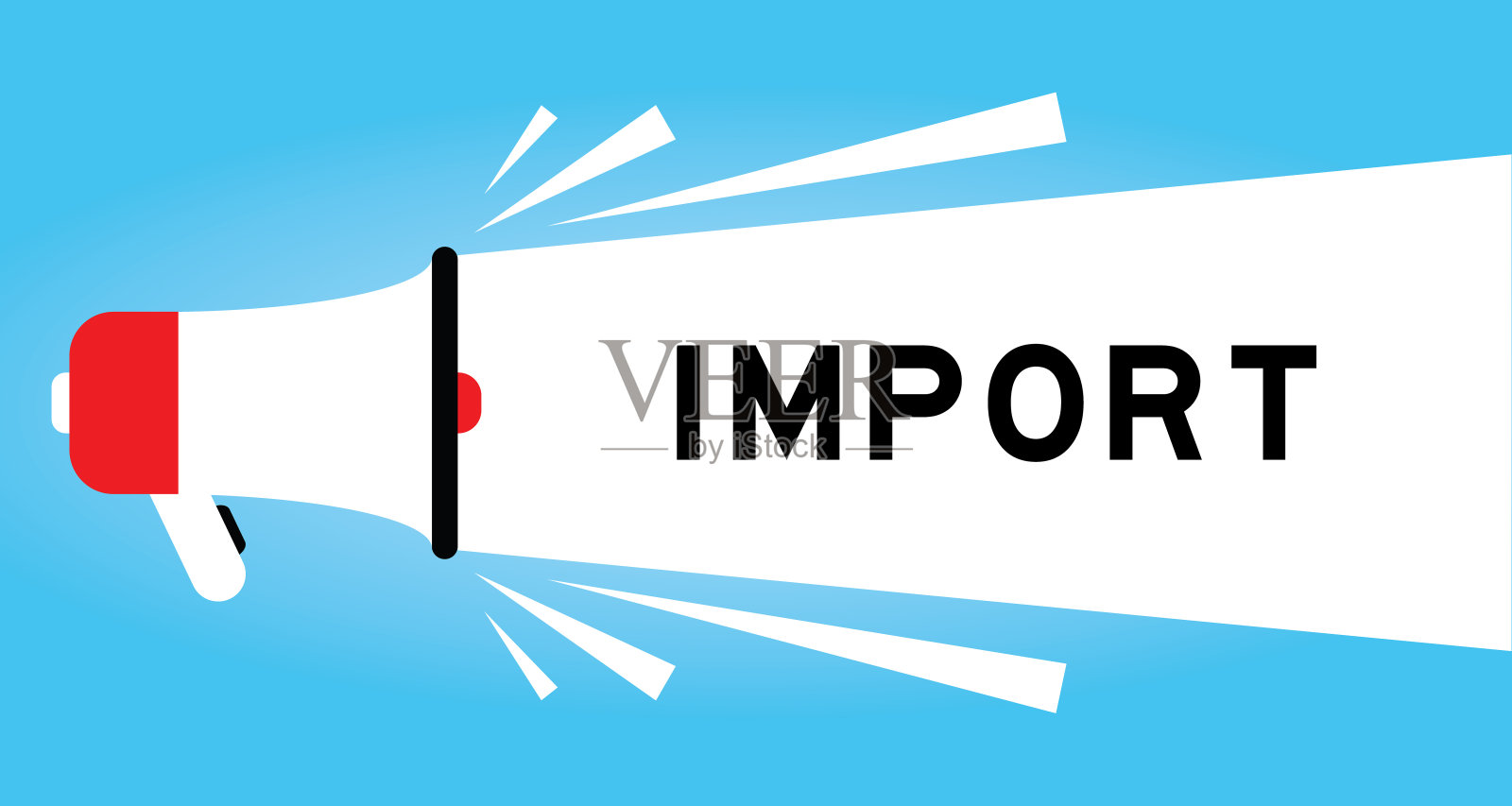 彩色扩音器图标与字导入在白色横幅上的蓝色背景图标素材