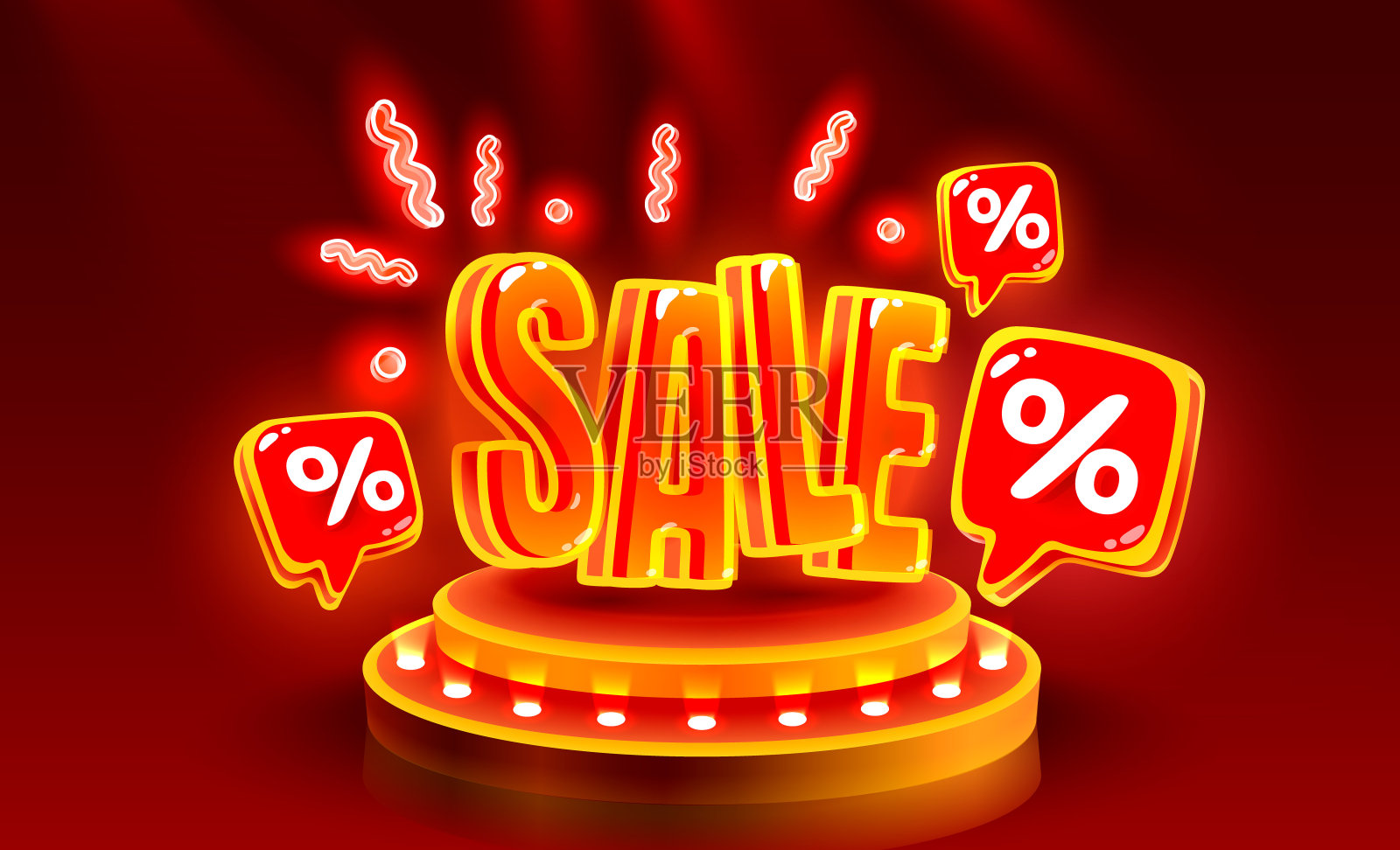 领奖台百分比，传单活动产品。销售的横幅。向量设计元素图片