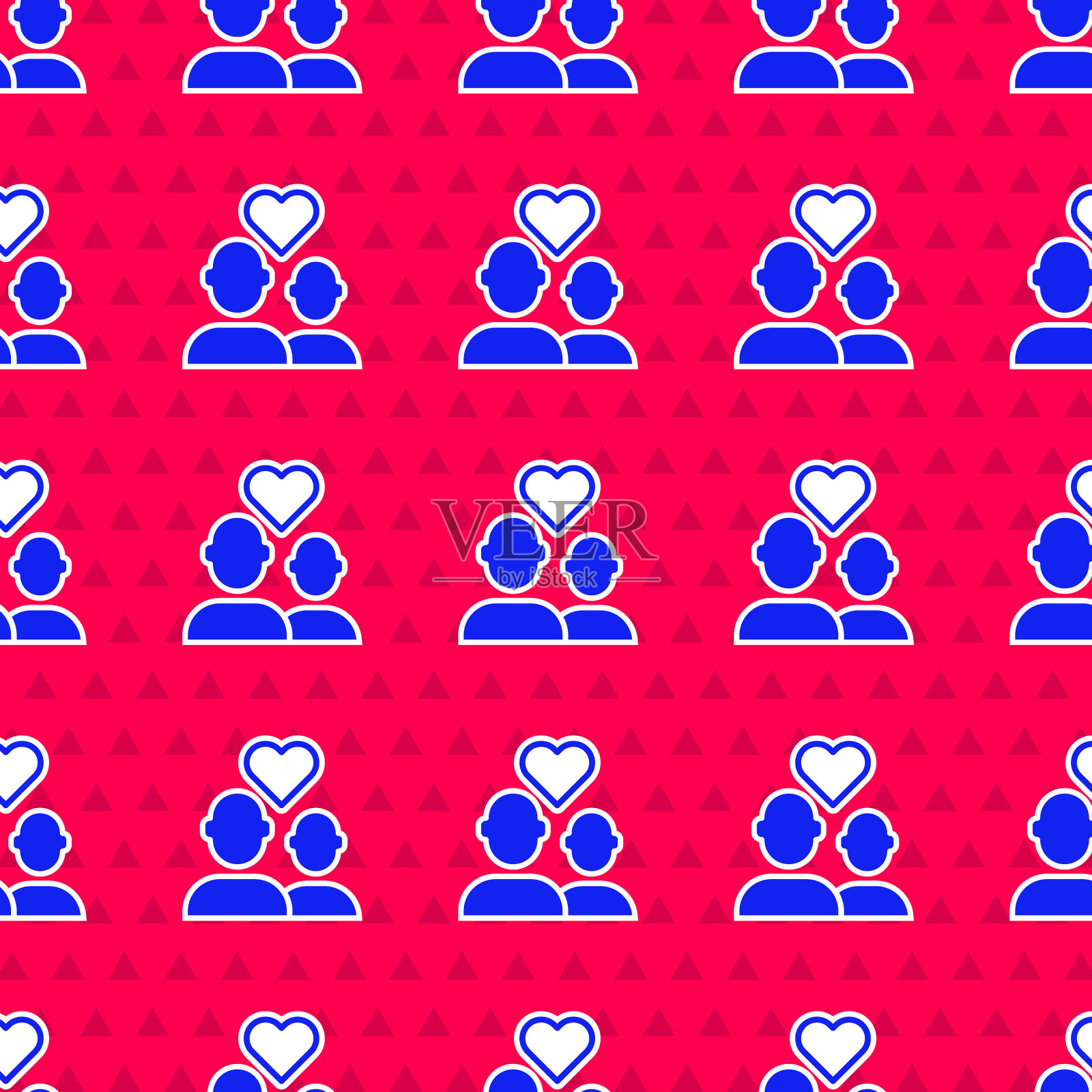 蓝色情侣图标分离无缝图案插画图片素材