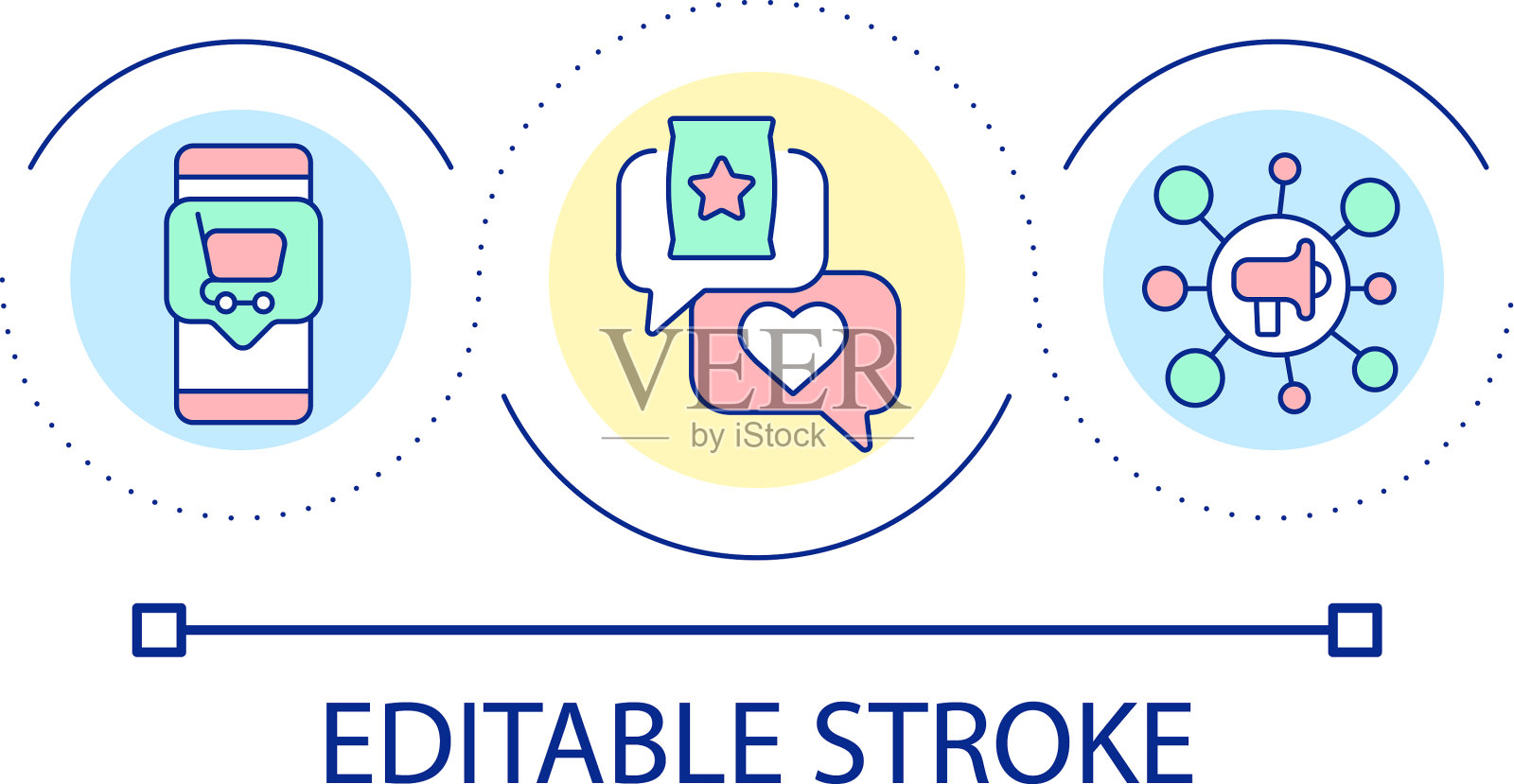 社交媒体营销循环概念图标插画图片素材