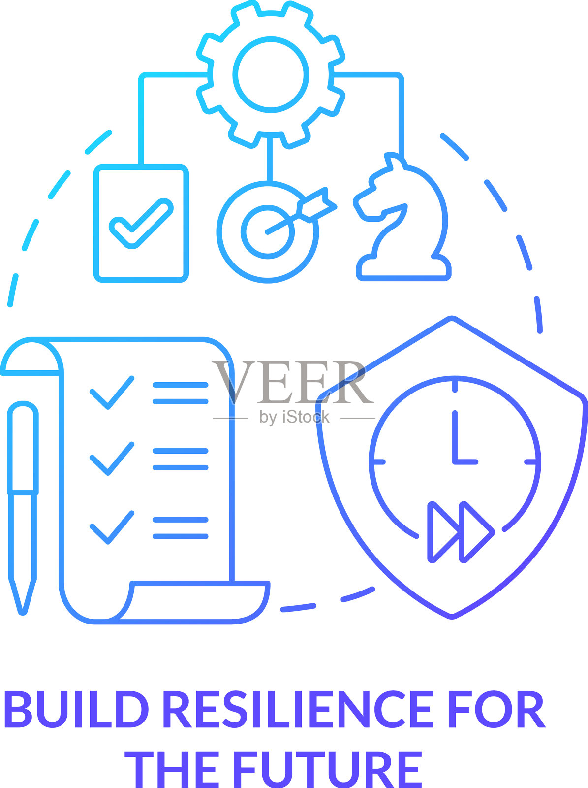 为未来的蓝色渐变概念建立弹性插画图片素材