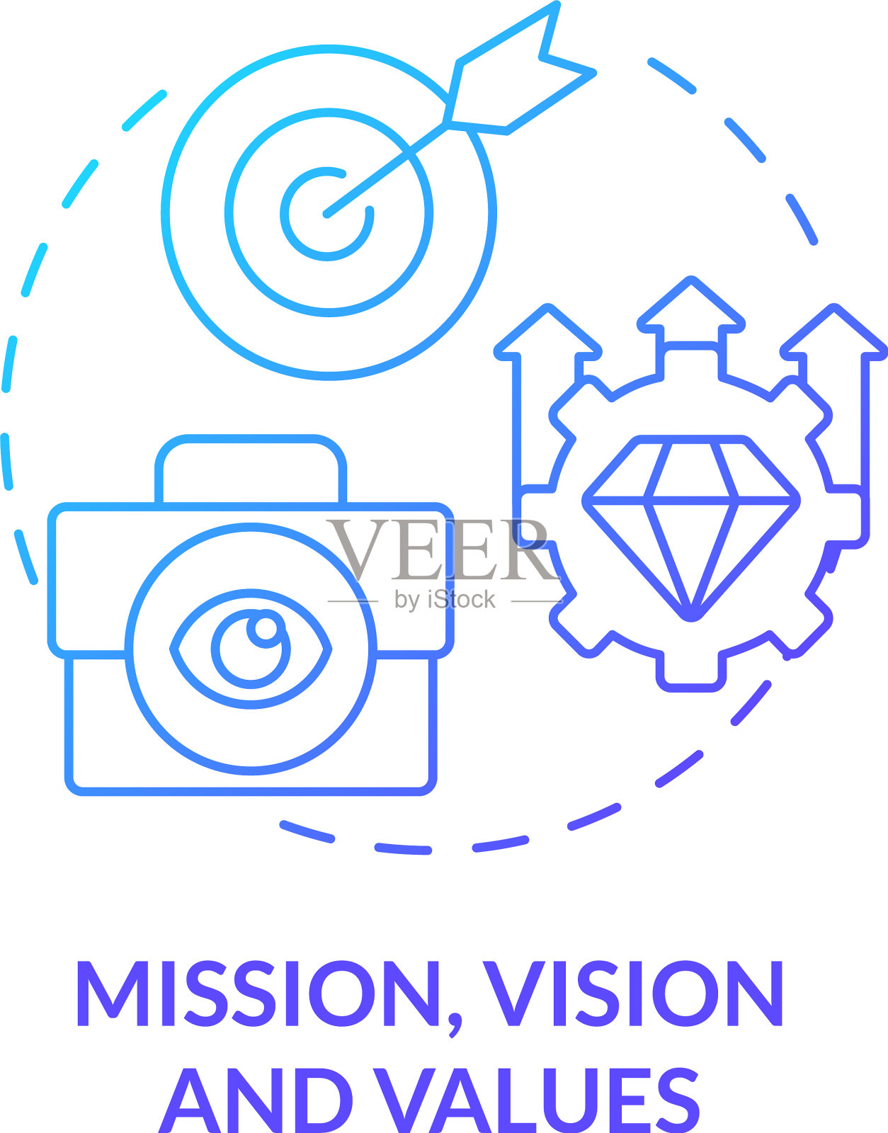 使命愿景和价值观蓝色梯度概念插画图片素材