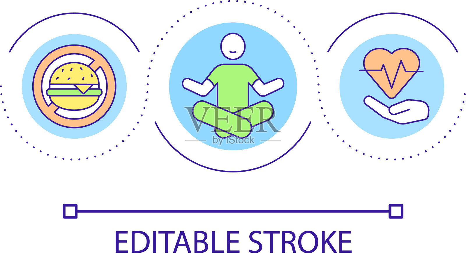 健康生活方式循环概念图标插画图片素材