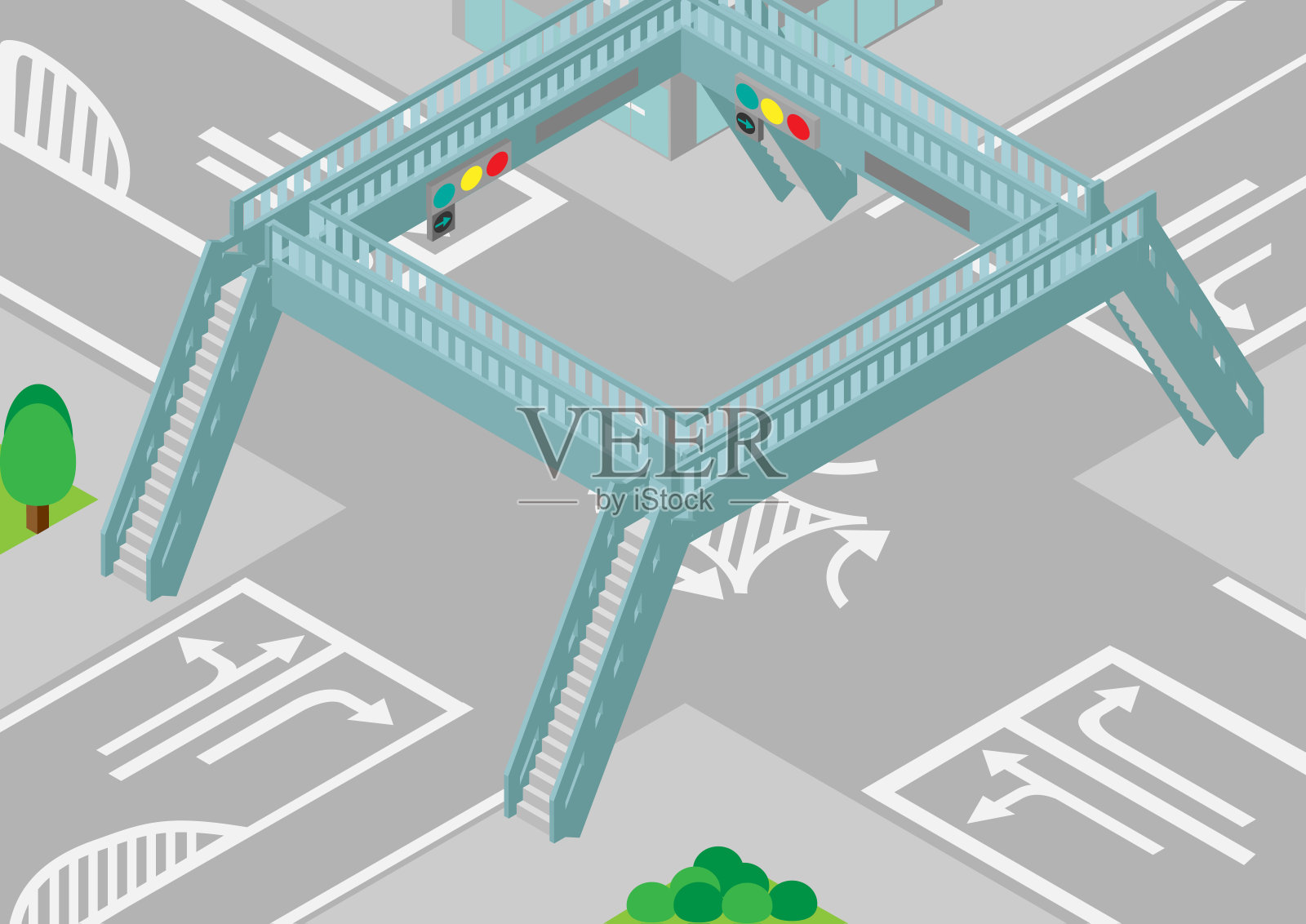 等距人行天桥插画图片素材