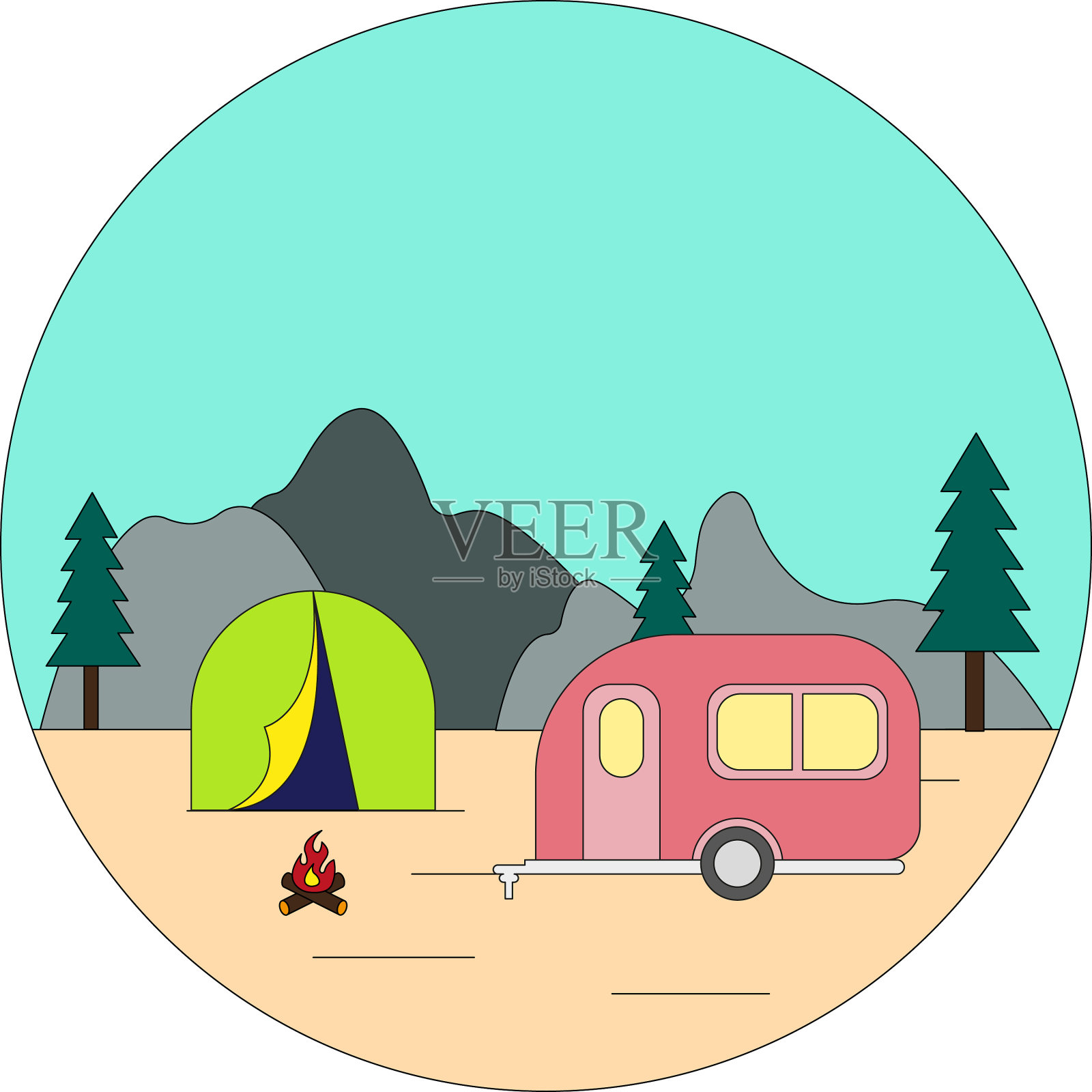 假日野营地设计模板素材