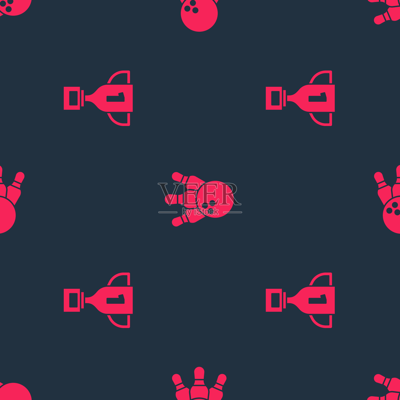 将奖杯和保龄球瓶和球无缝连接图标素材