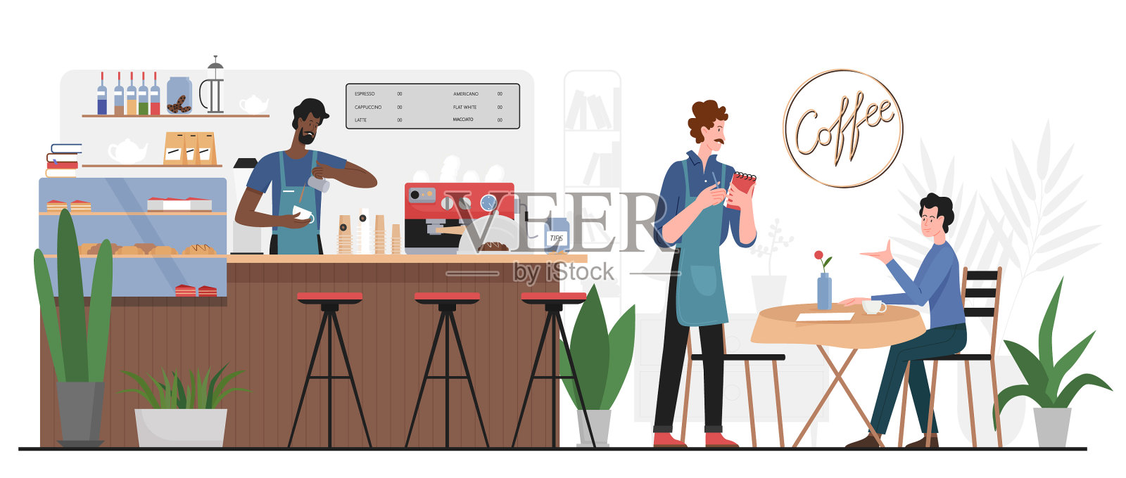 咖啡厅内部有咖啡师设计元素图片