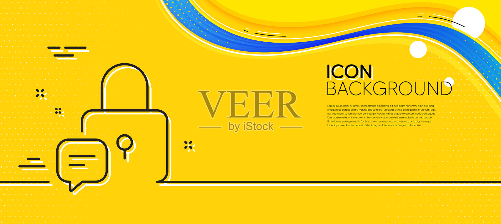 带聊天气泡标志的锁线图标挂锁插画图片素材