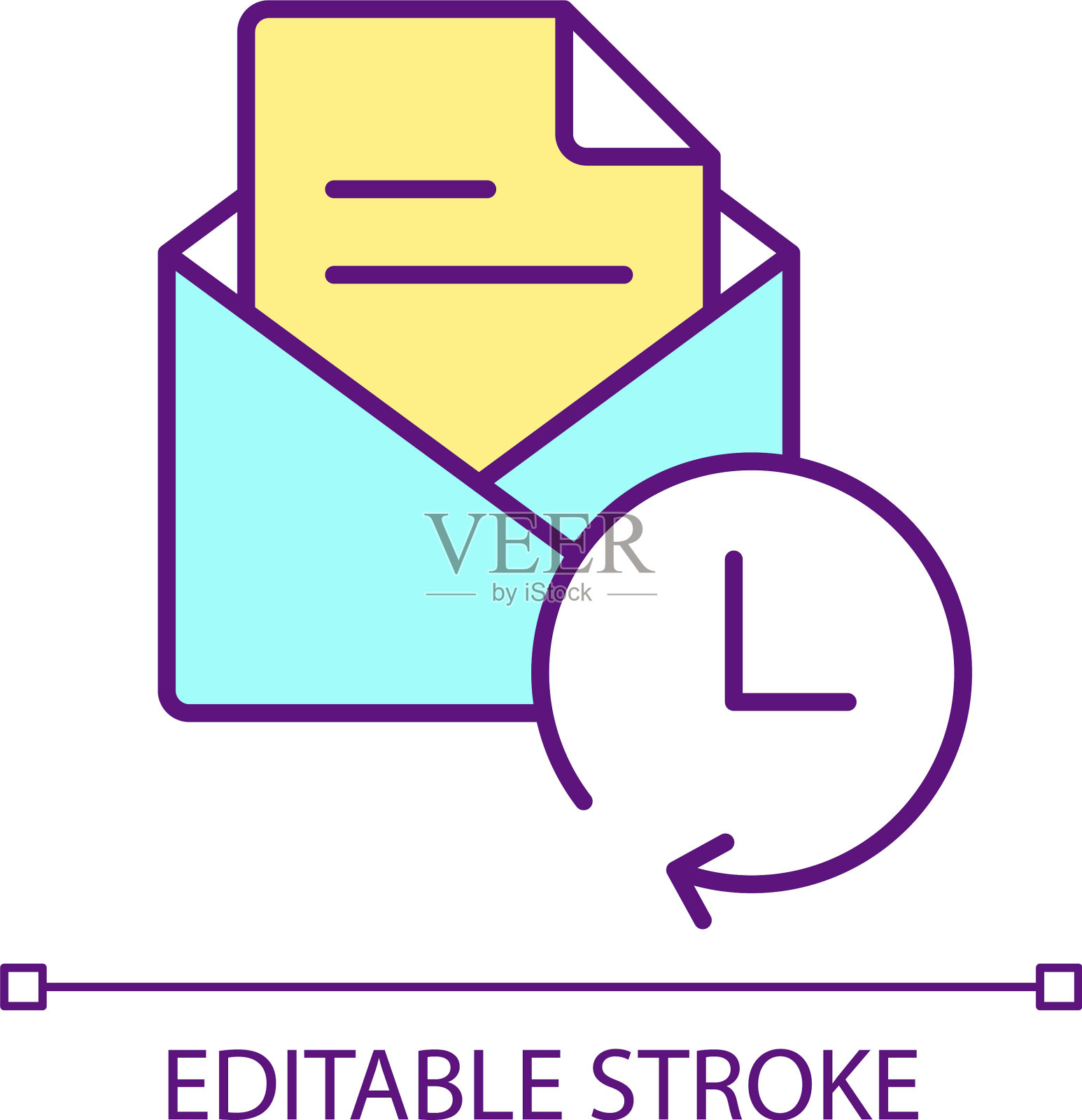延迟信件发送RGB颜色图标插画图片素材