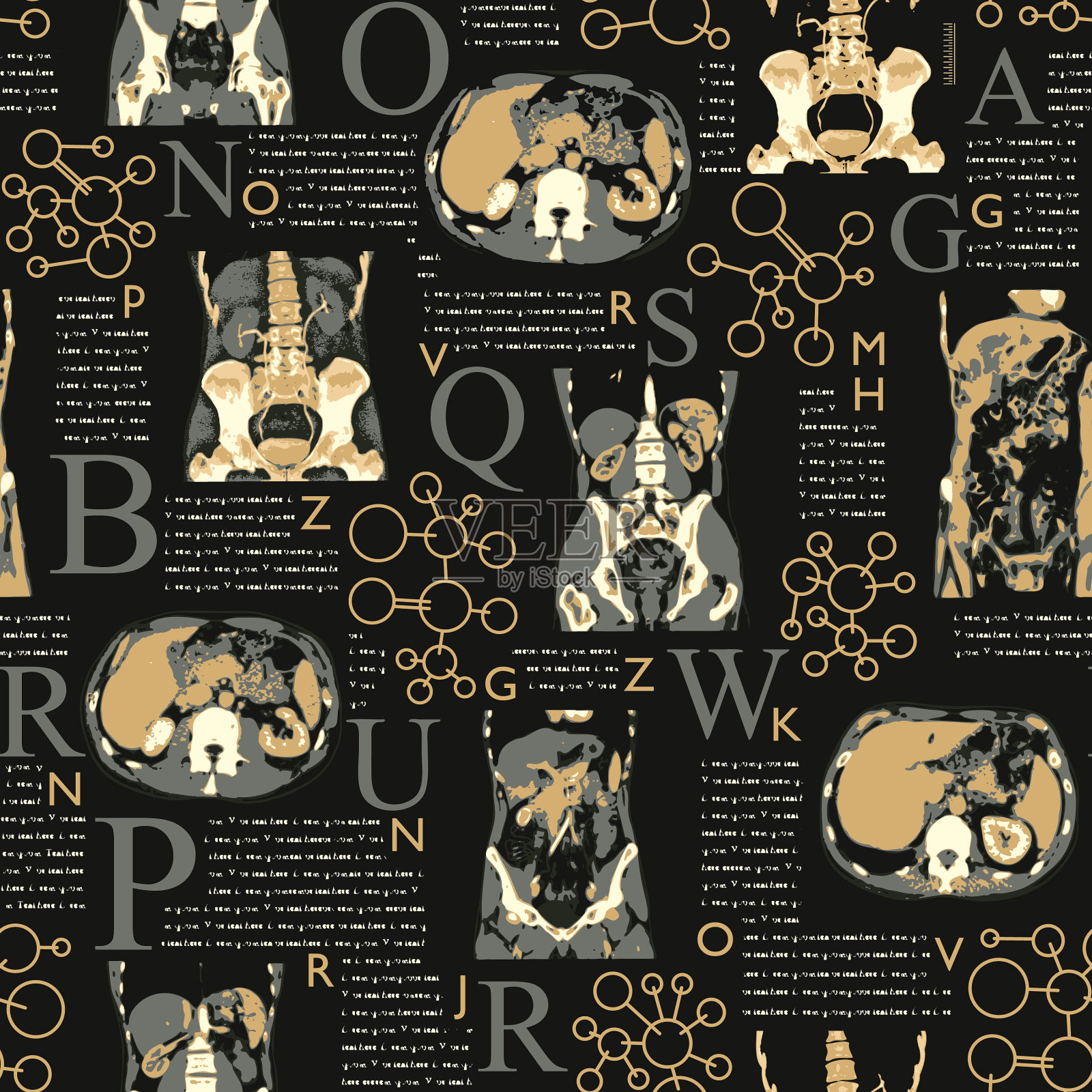 人体的无缝图案背景x光插画图片素材