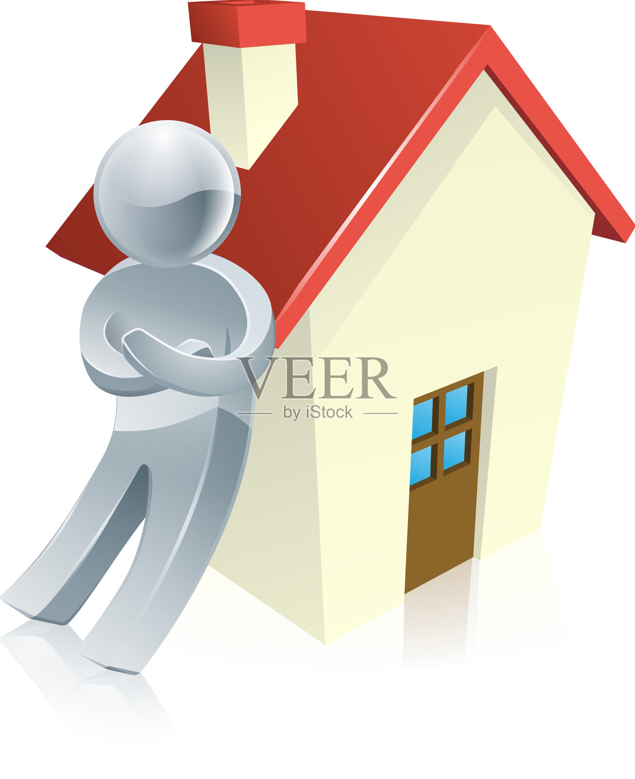 吉祥物人物和房子插画图片素材