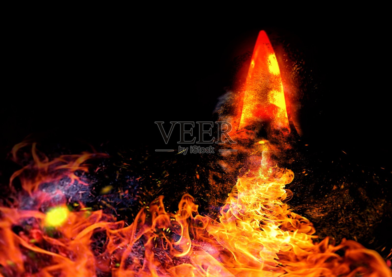 燃烧火焰箭头的3d插图照片摄影图片