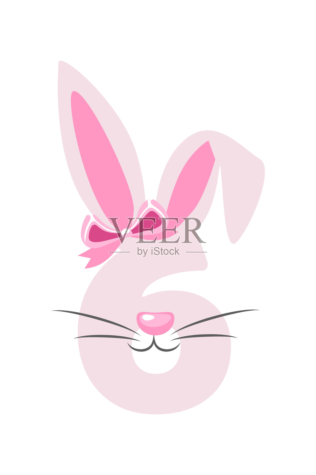 给孩子们的搞笑兔子6号。六位数的兔子。学习数插画图片素材