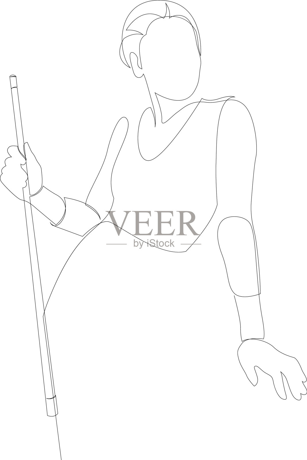 一幅年轻美女的连续线条画插画图片素材