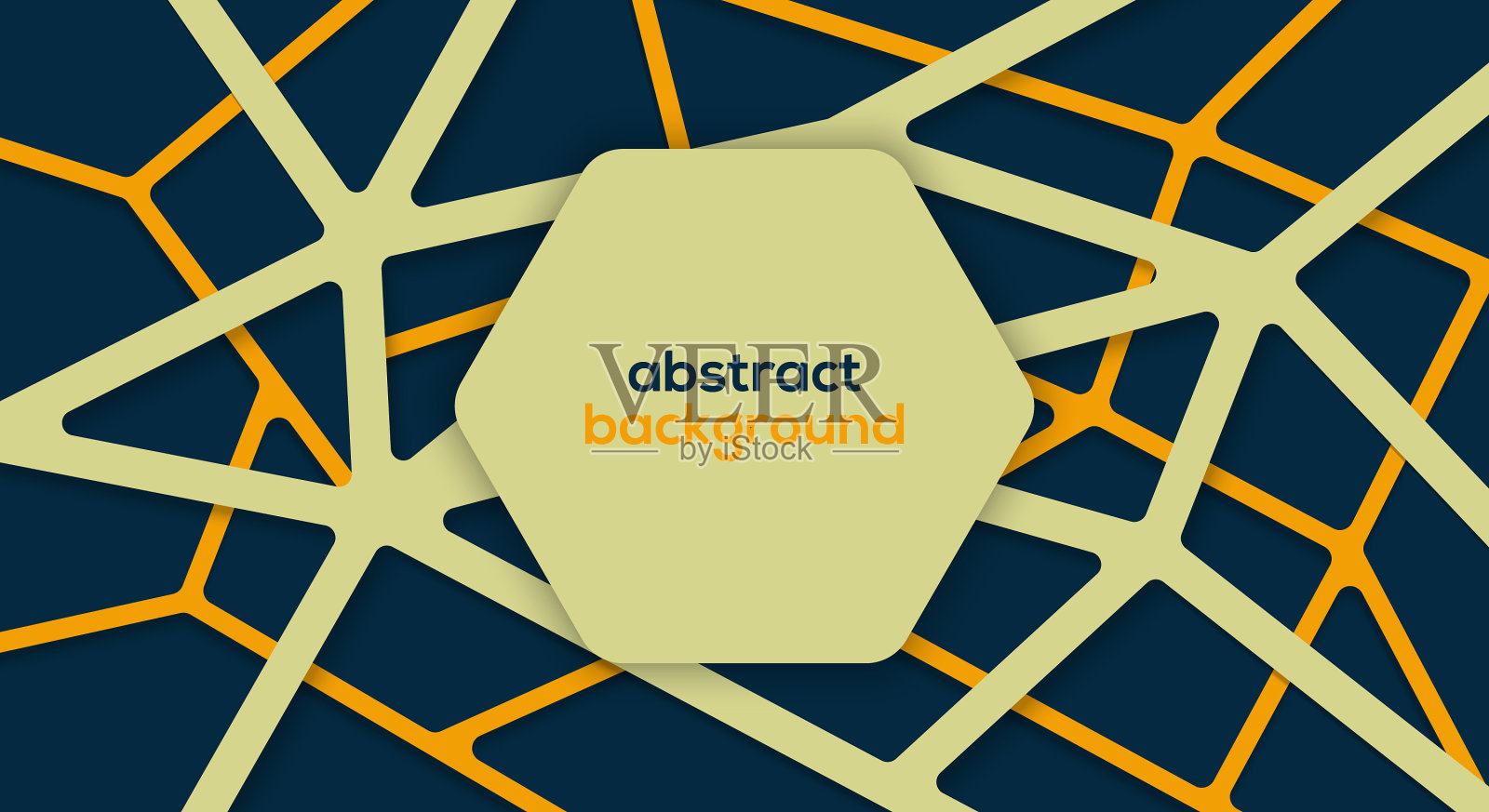 横幅设计与六边形图案插画图片素材