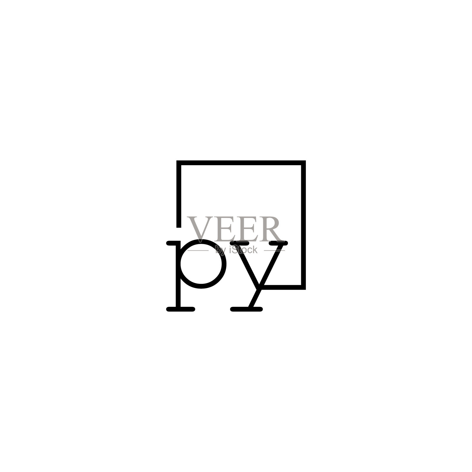 Py小写海洋复古初始logo最好插画图片素材