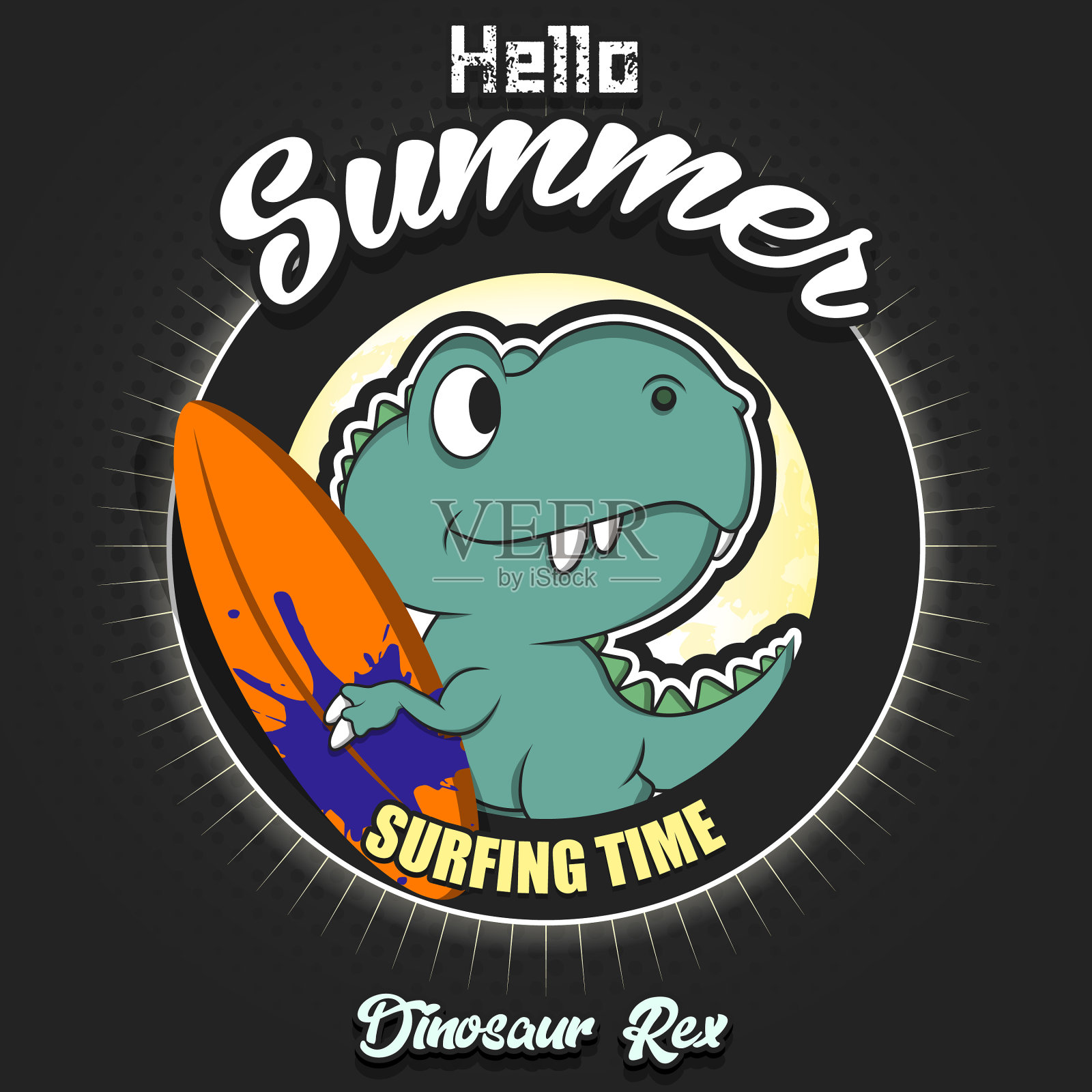 你好，夏日冲浪时间插画图片素材