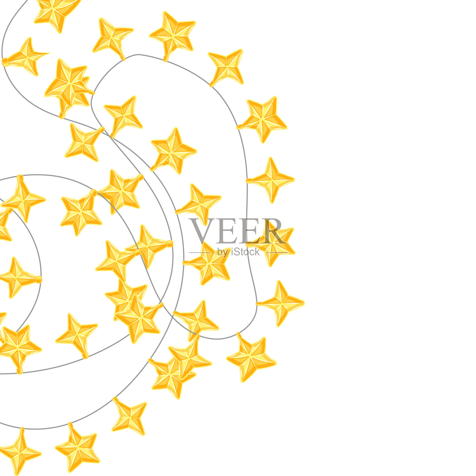 背景与花环的星星灯泡快乐设计元素图片