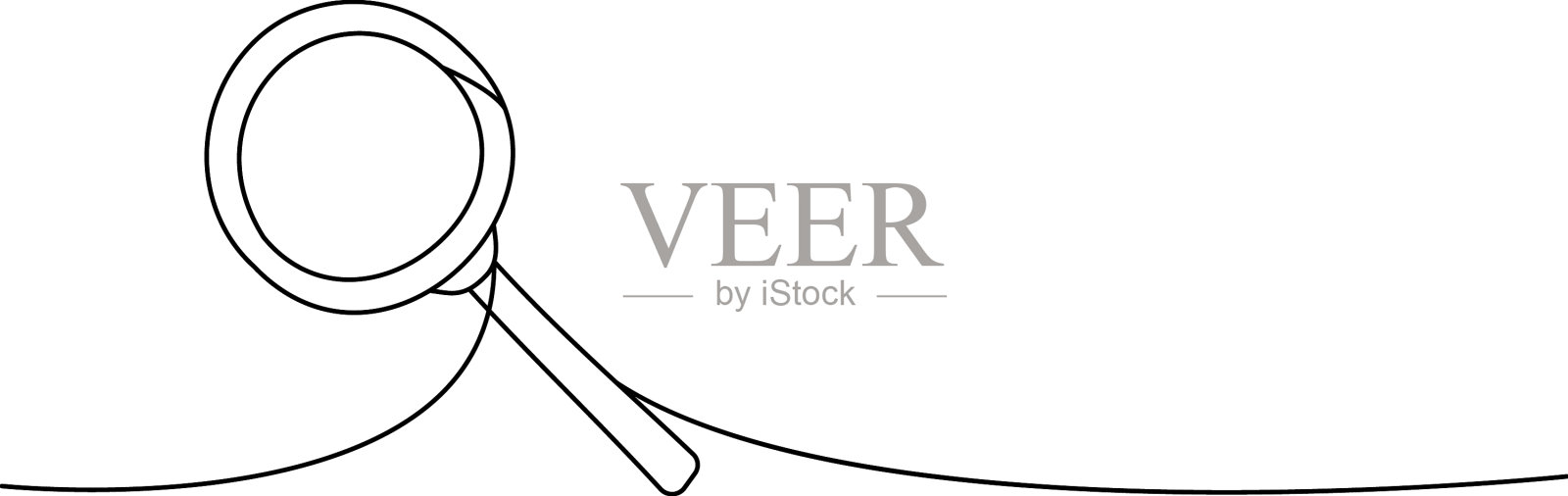 放大镜单线连续拉伸插画图片素材