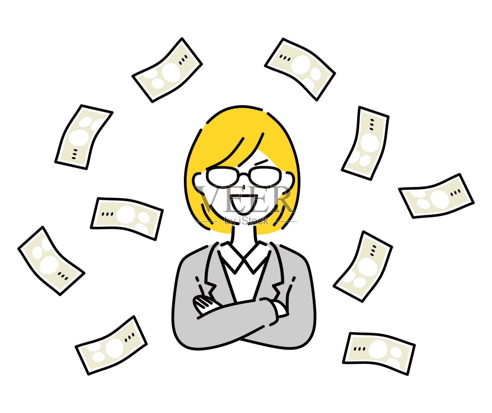 一个成功的女商人的插图。插画图片素材