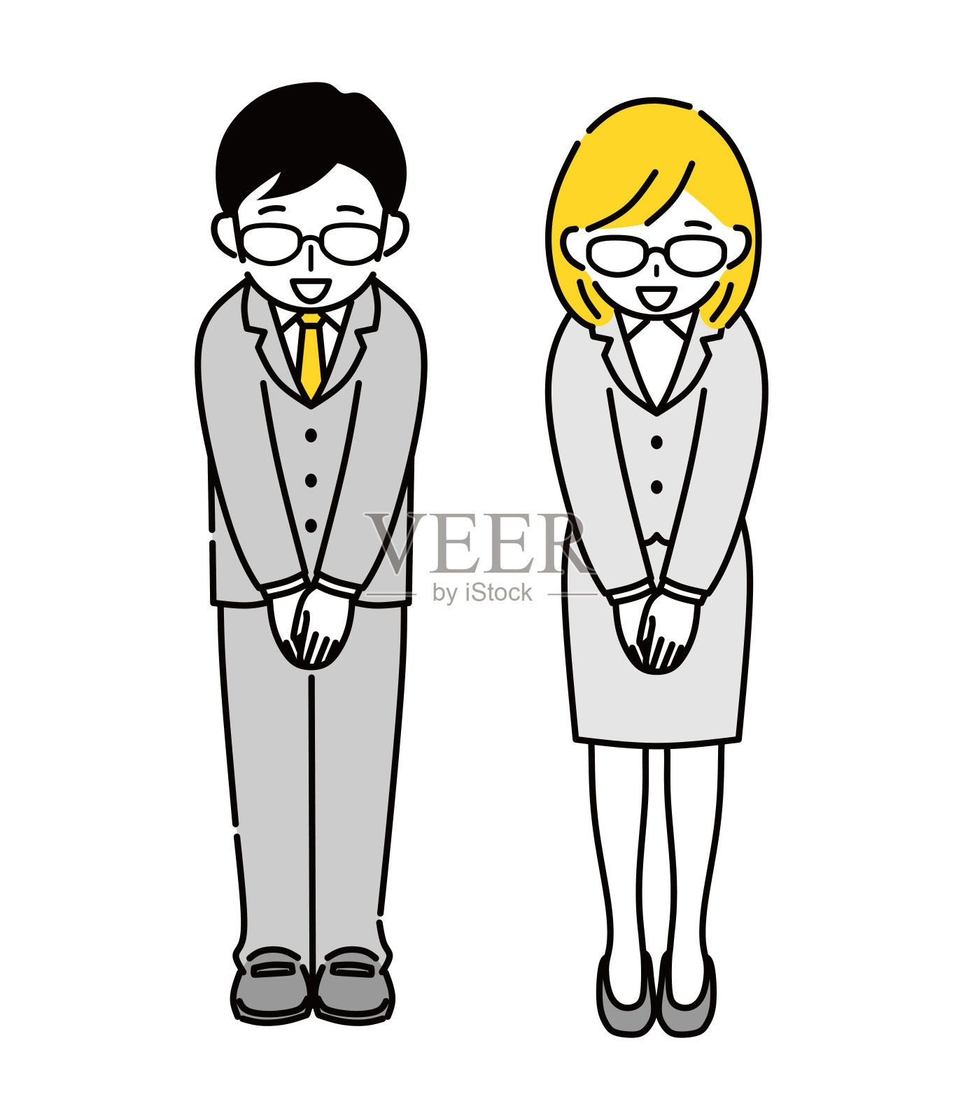 向顾客鞠躬和服务的商人。“微笑”插画图片素材