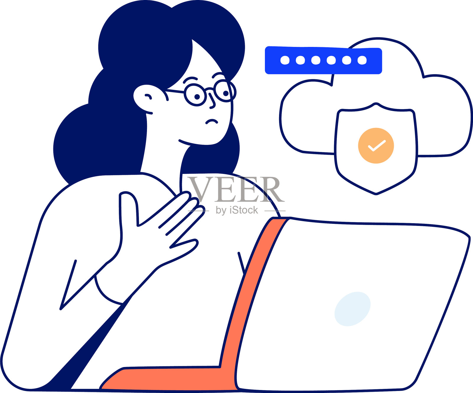 扁平表示云安全设计元素图片