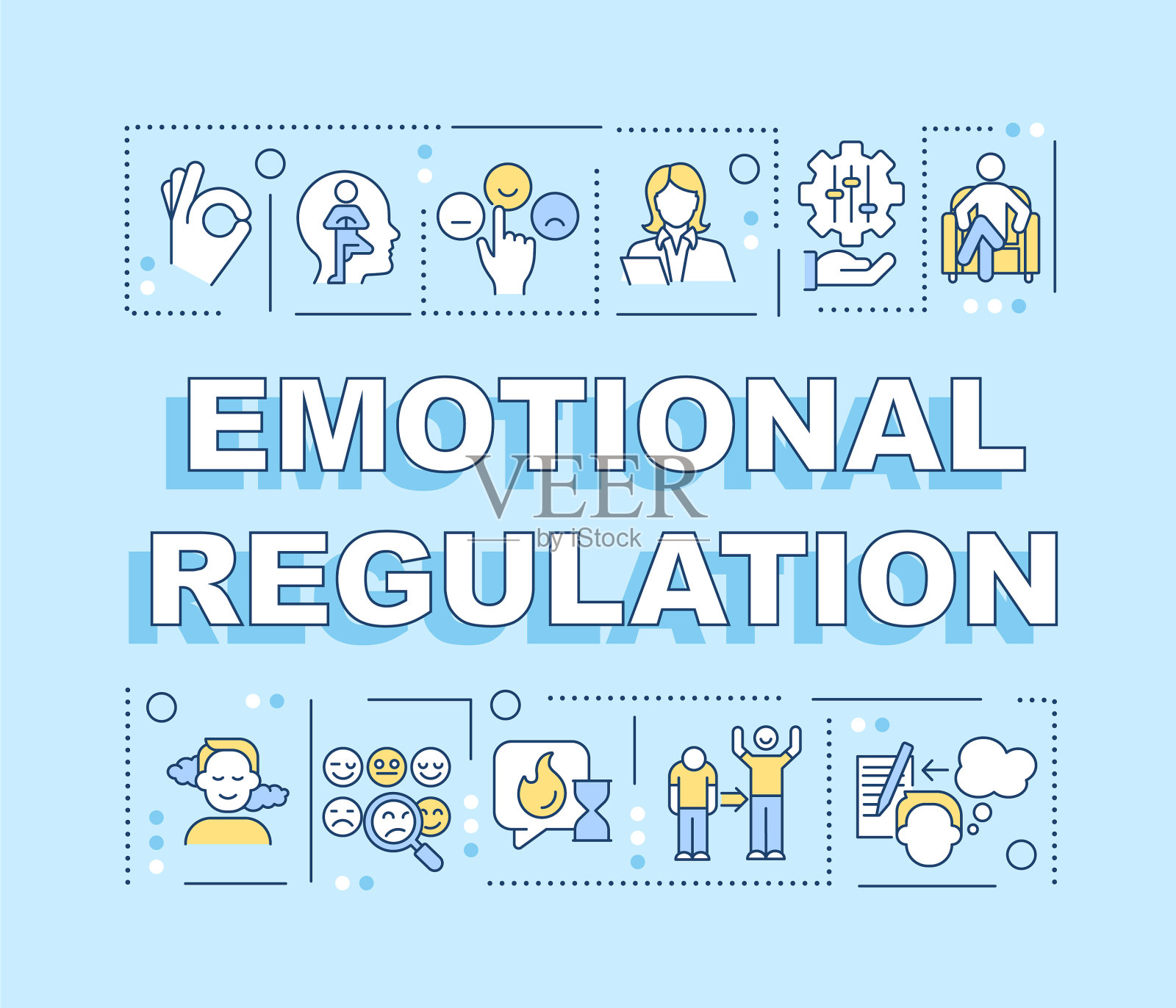 情绪调节字概念绿松石插画图片素材