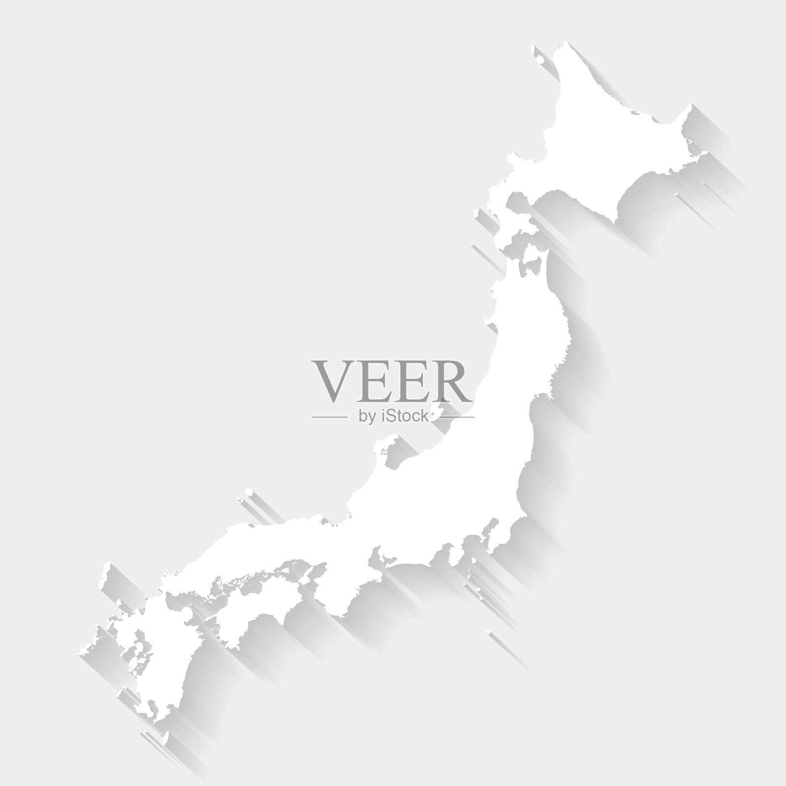 简单的白色日本地图在灰色背景eps插画图片素材