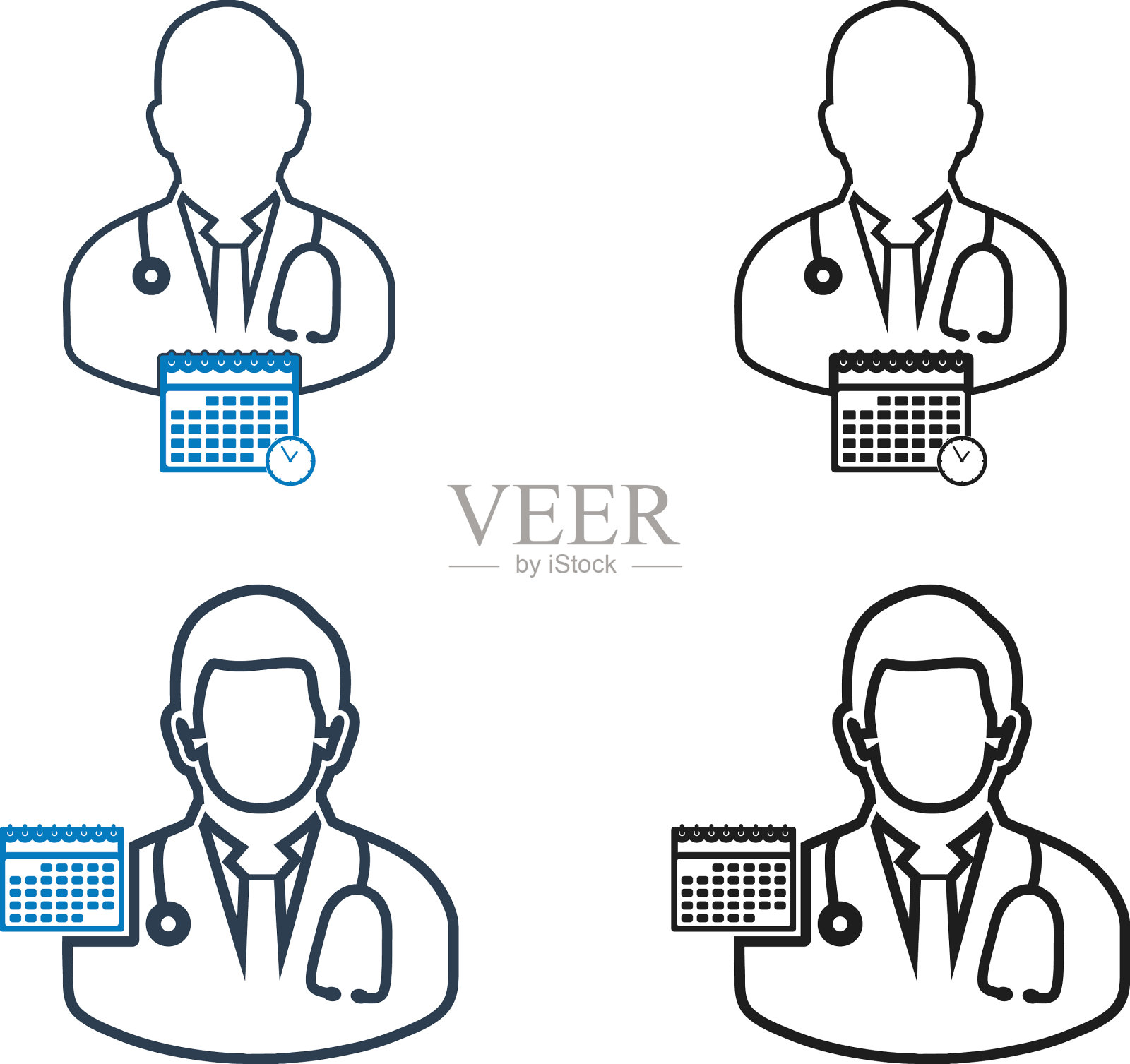 医生预约图标设置扁平风格eps图标素材