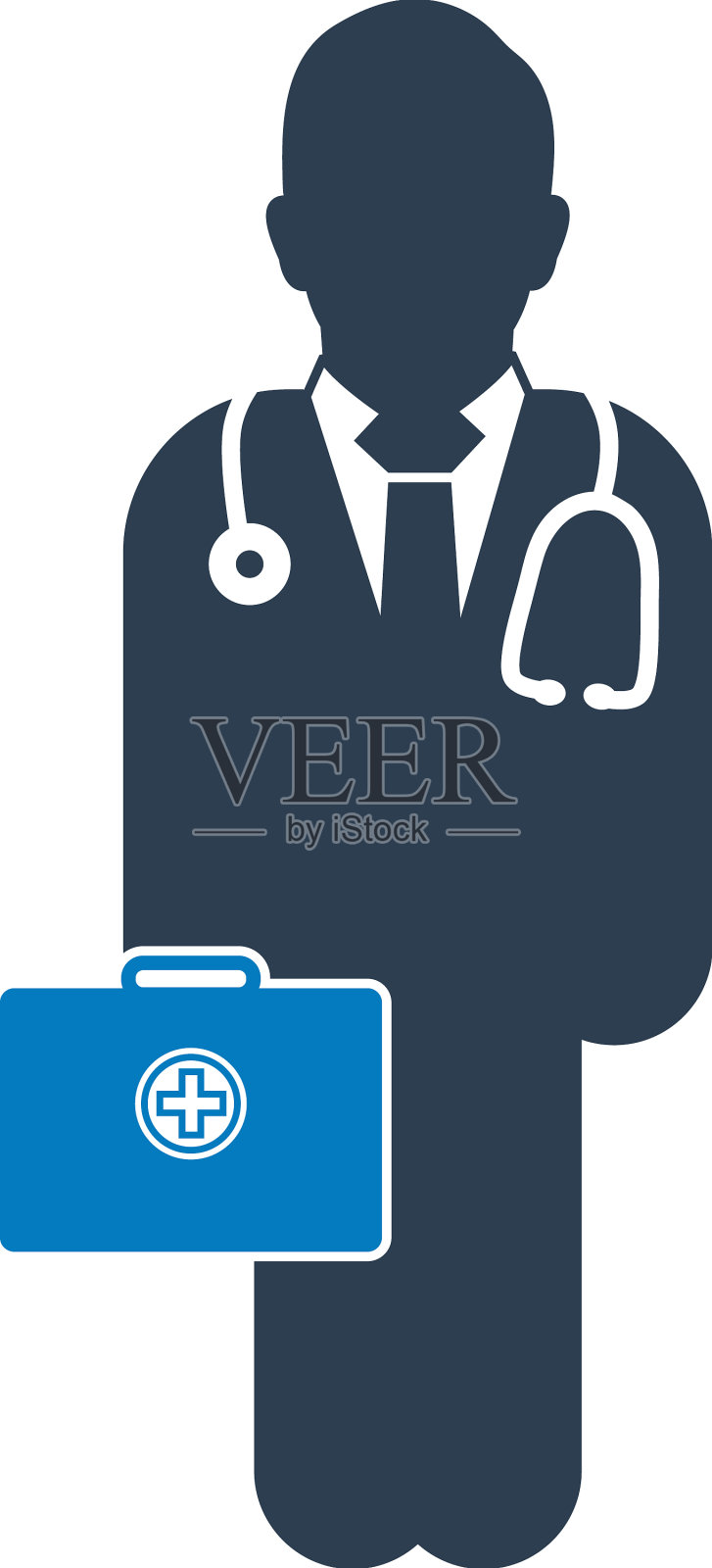 值班医生图标男性符号与药袋插画图片素材