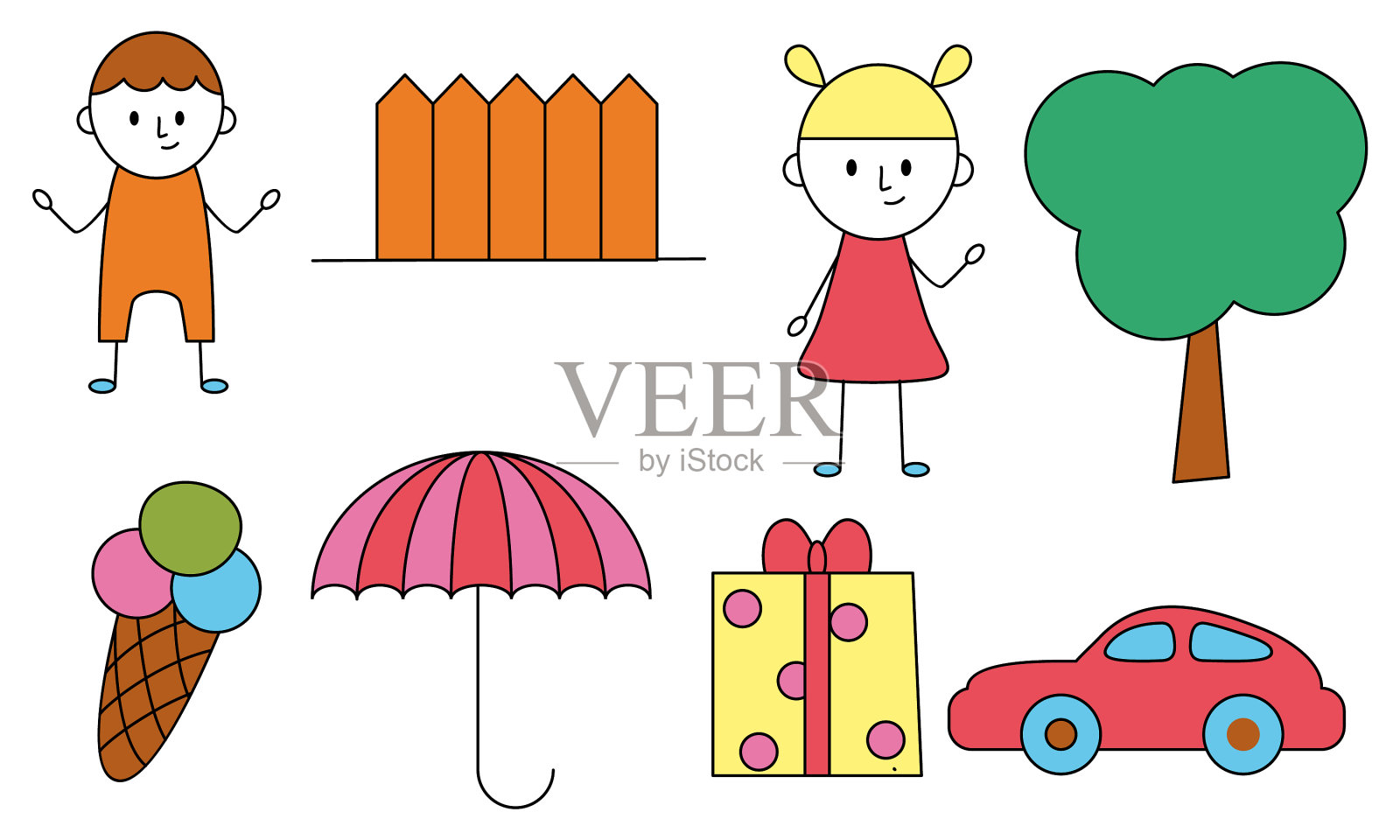 可爱的孩子画孩子涂鸦插画图片素材