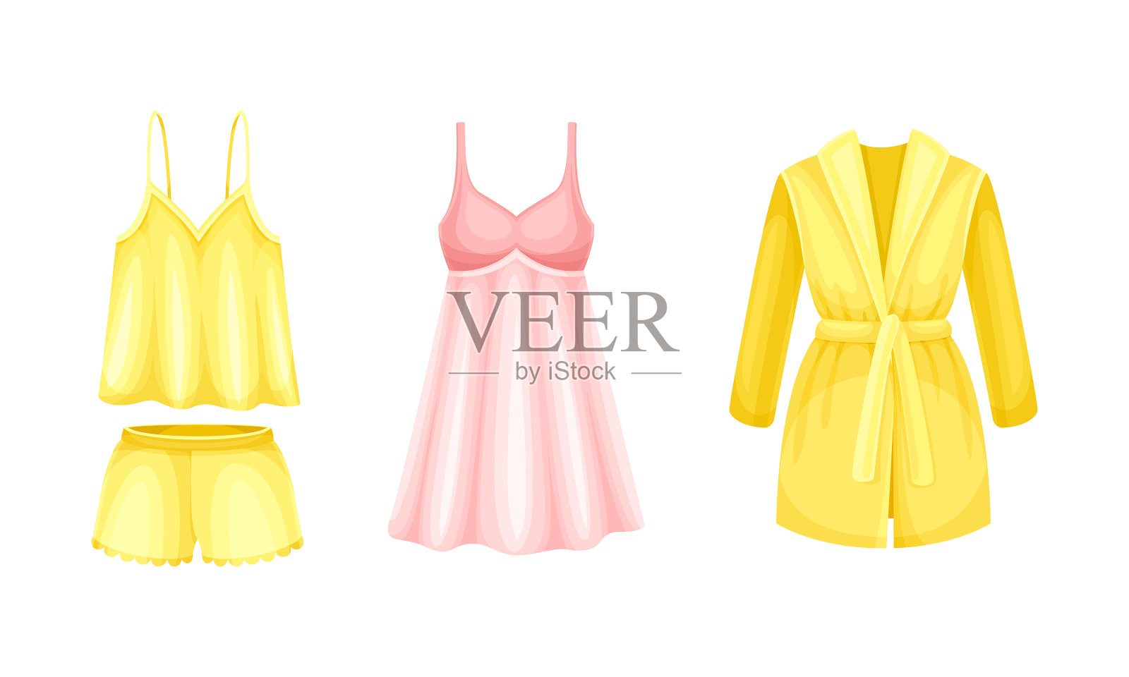 妇女睡衣，如睡衣和纺织品插画图片素材