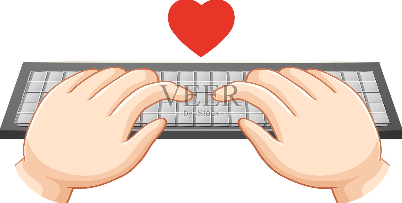 双手在电脑键盘上打字设计元素图片